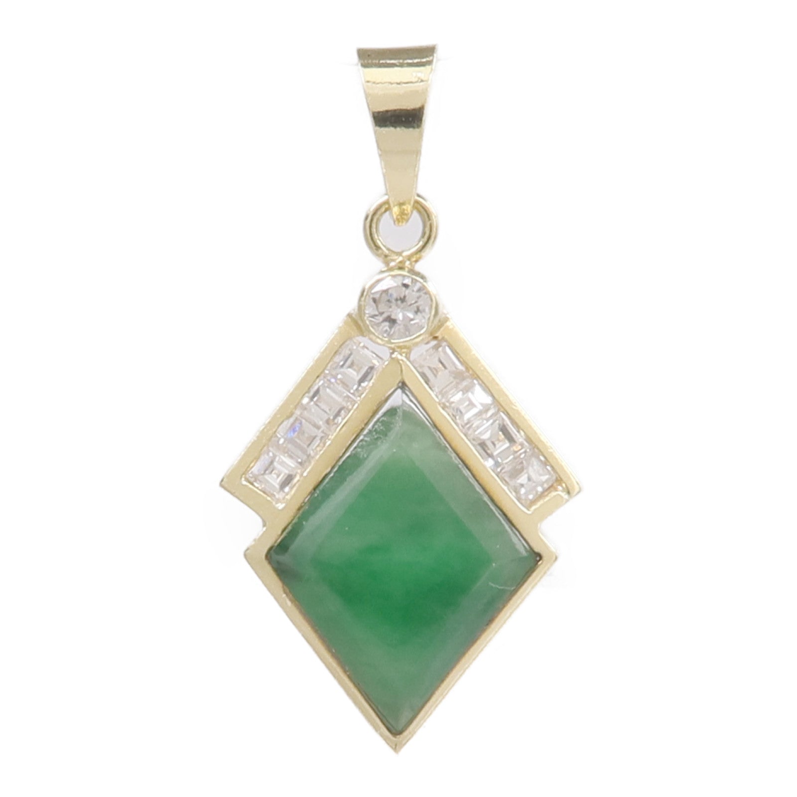 JEWELRY 14K黃金Jade Diamond Pendant Top翡翠/鑽石吊墜