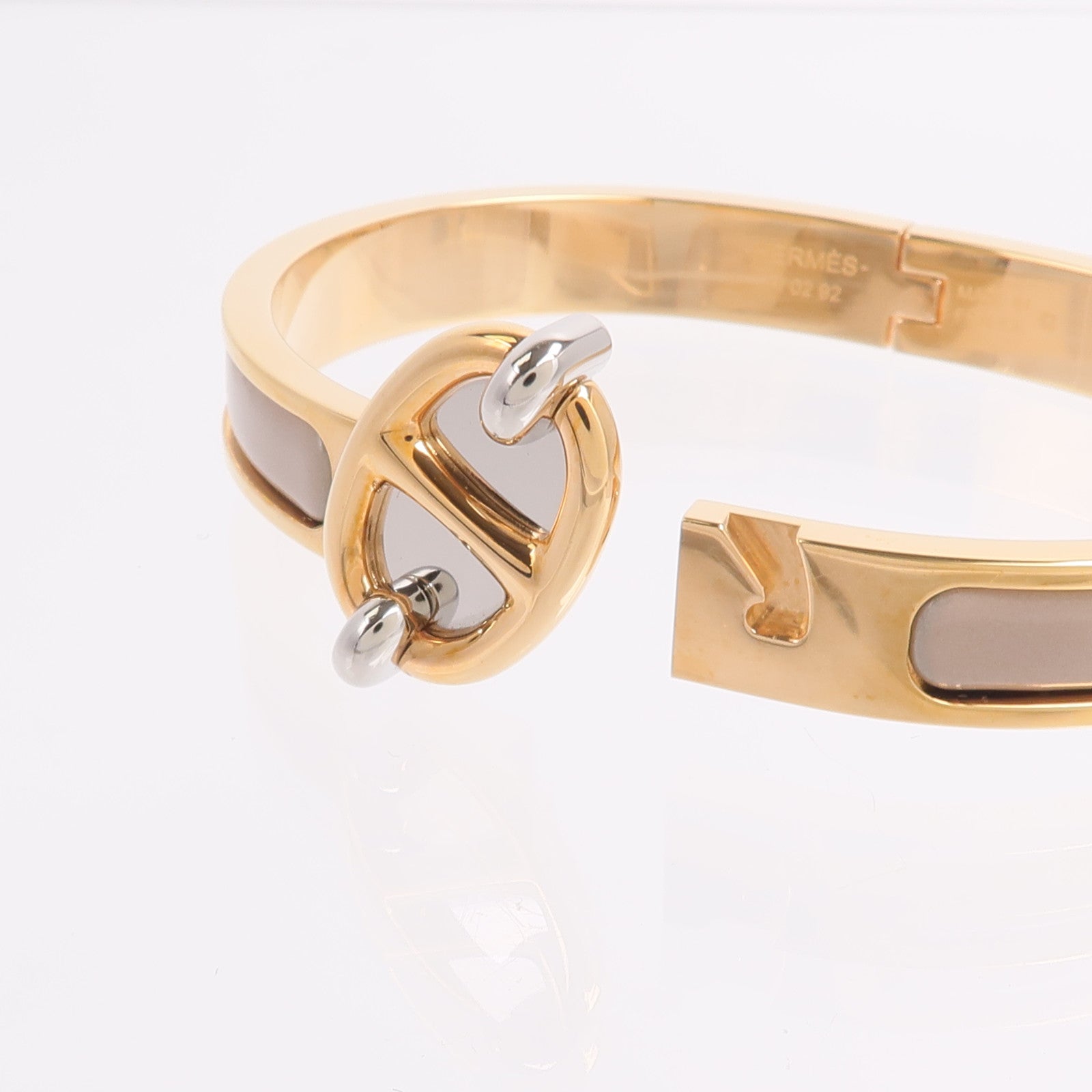 HERMES 金屬/琺瑯Mini Clic Chaine d'Ancre Bracelet手鐲Marron Glace