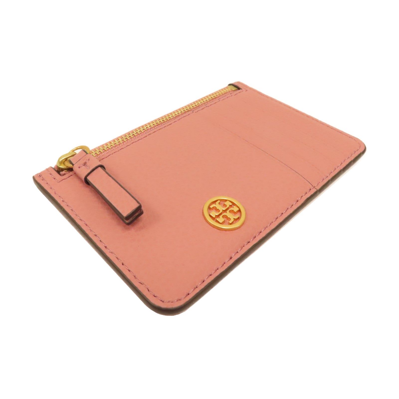 Tory Burch 牛皮皮革Card Case金扣卡片套粉紅色