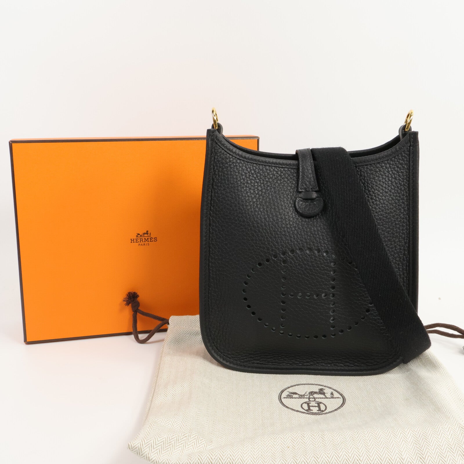 HERMES Clemence皮革Evelyne TPM肩背袋Noir