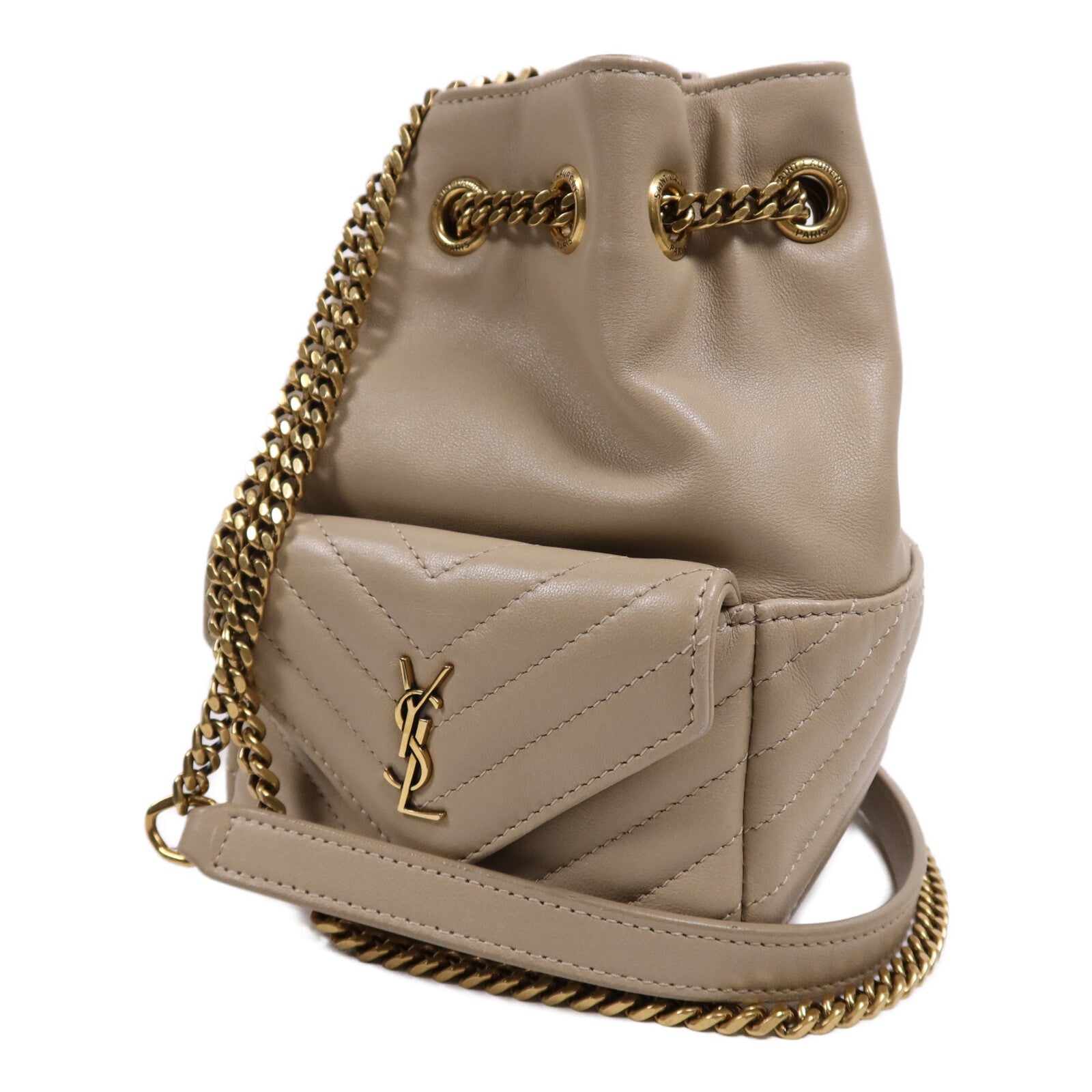 YVES SAINT LAURENT 牛皮皮革Chain Shoulder Bag金扣鏈帶肩背袋