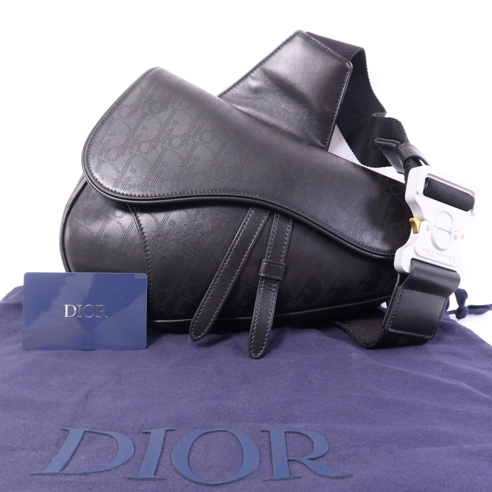 Dior 【激減優惠】牛皮皮革Oblique Galaxy Saddle銀扣肩背袋
