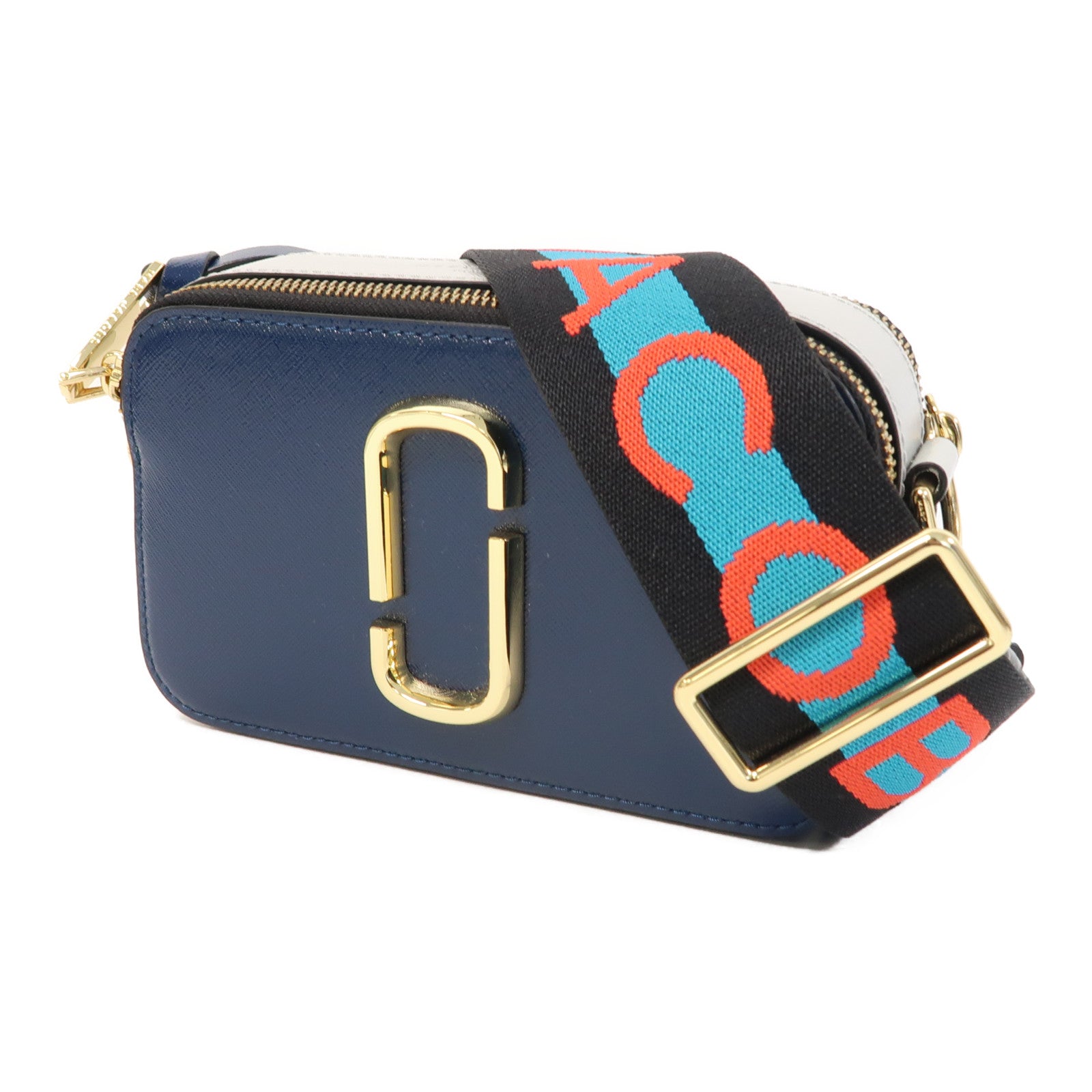 MARC JACOBS 牛皮皮革Shoulder Bag金扣肩背袋深藍色