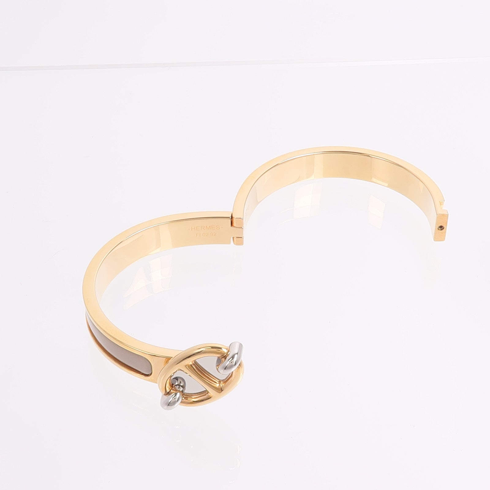 HERMES 金屬/琺瑯Mini Clic Chaine d'Ancre Bracelet手鐲Marron Glace