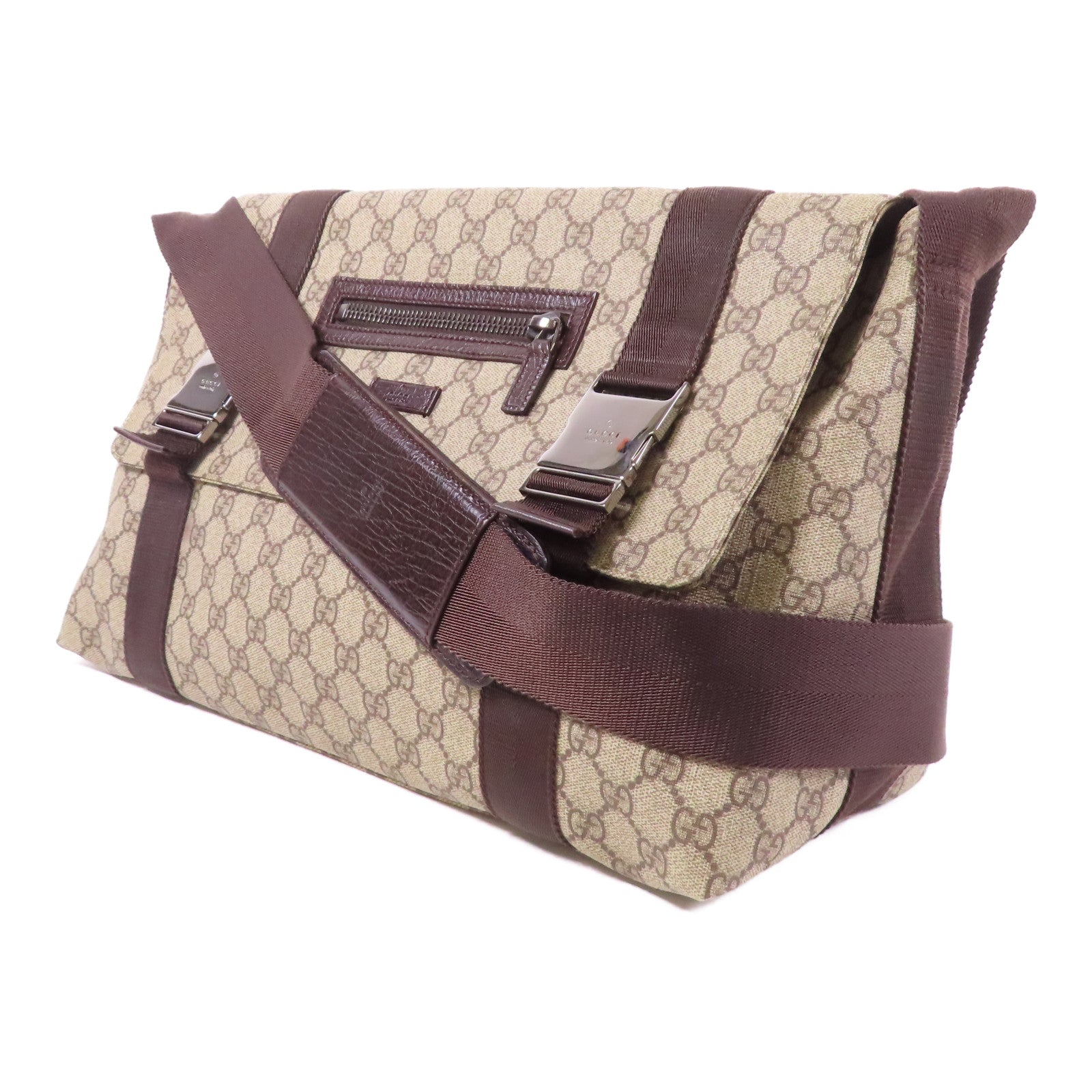GUCCI 塗層帆布Shoulder/Messenger Bag銀扣
