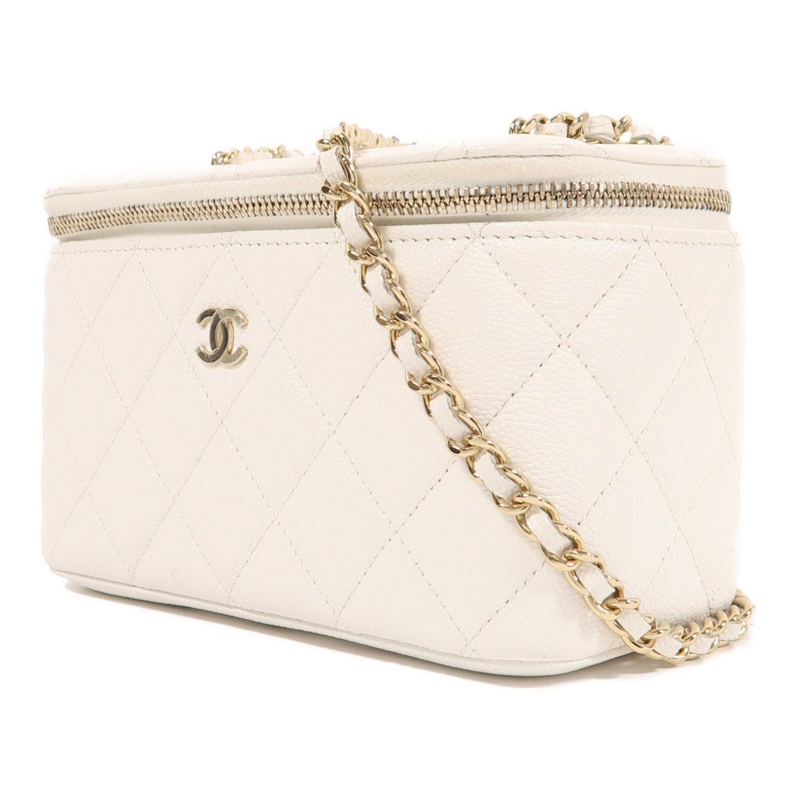 CHANEL 牛皮皮革Vanity Case金扣鏈帶肩背袋