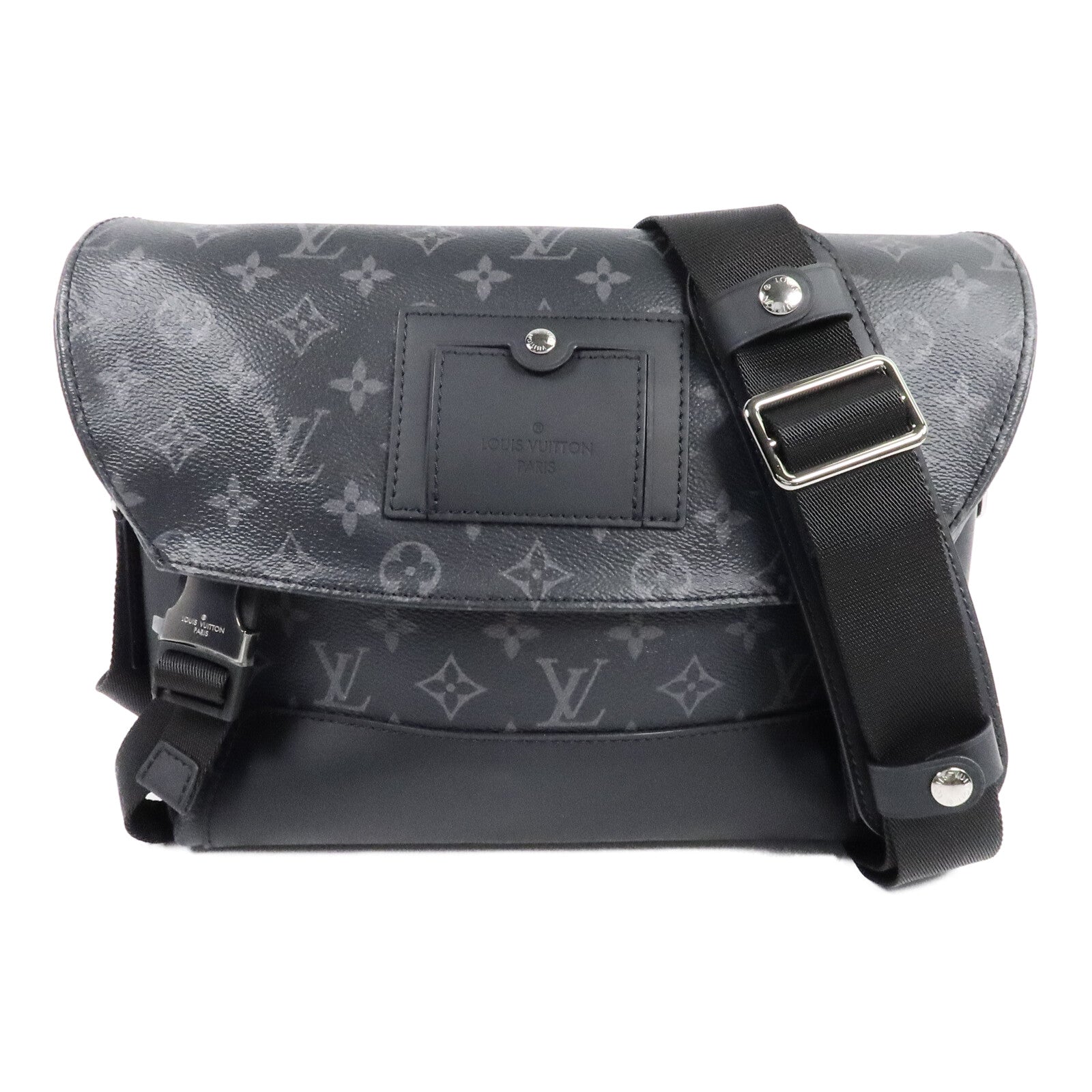 LOUIS VUITTON Monogram Eclipse Messenger PM Voyager銀扣肩背袋