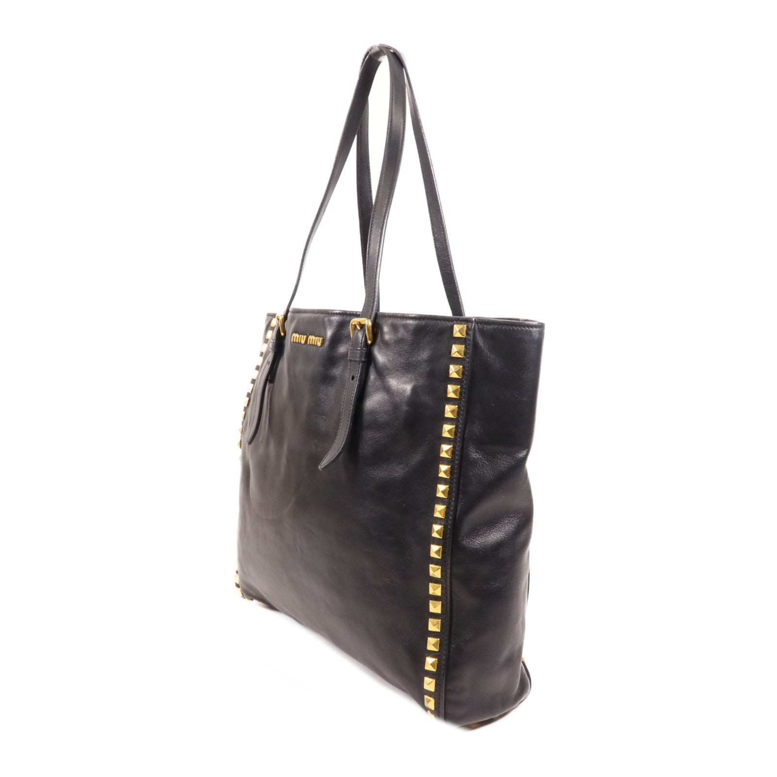 Miu Miu 羊皮皮革Tote Bag金扣肩背袋