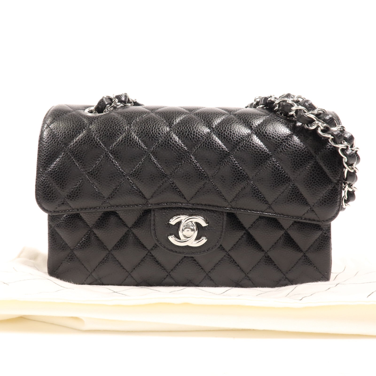 CHANEL 牛皮皮革Classic 23銀扣鏈帶肩背袋