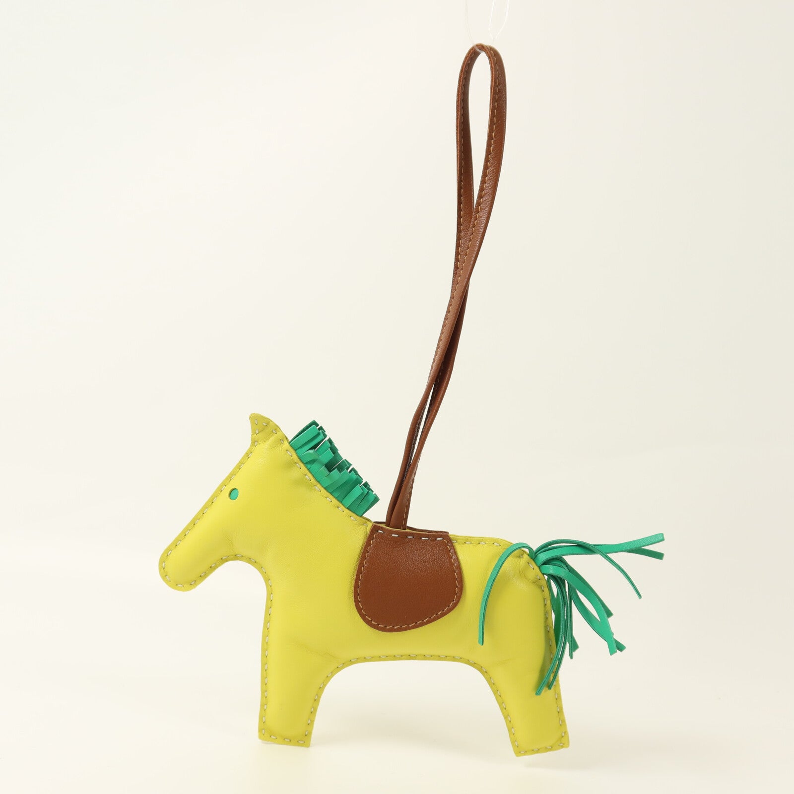 HERMES Milo皮革Rodeo GM掛飾Lime/Mint/Gold