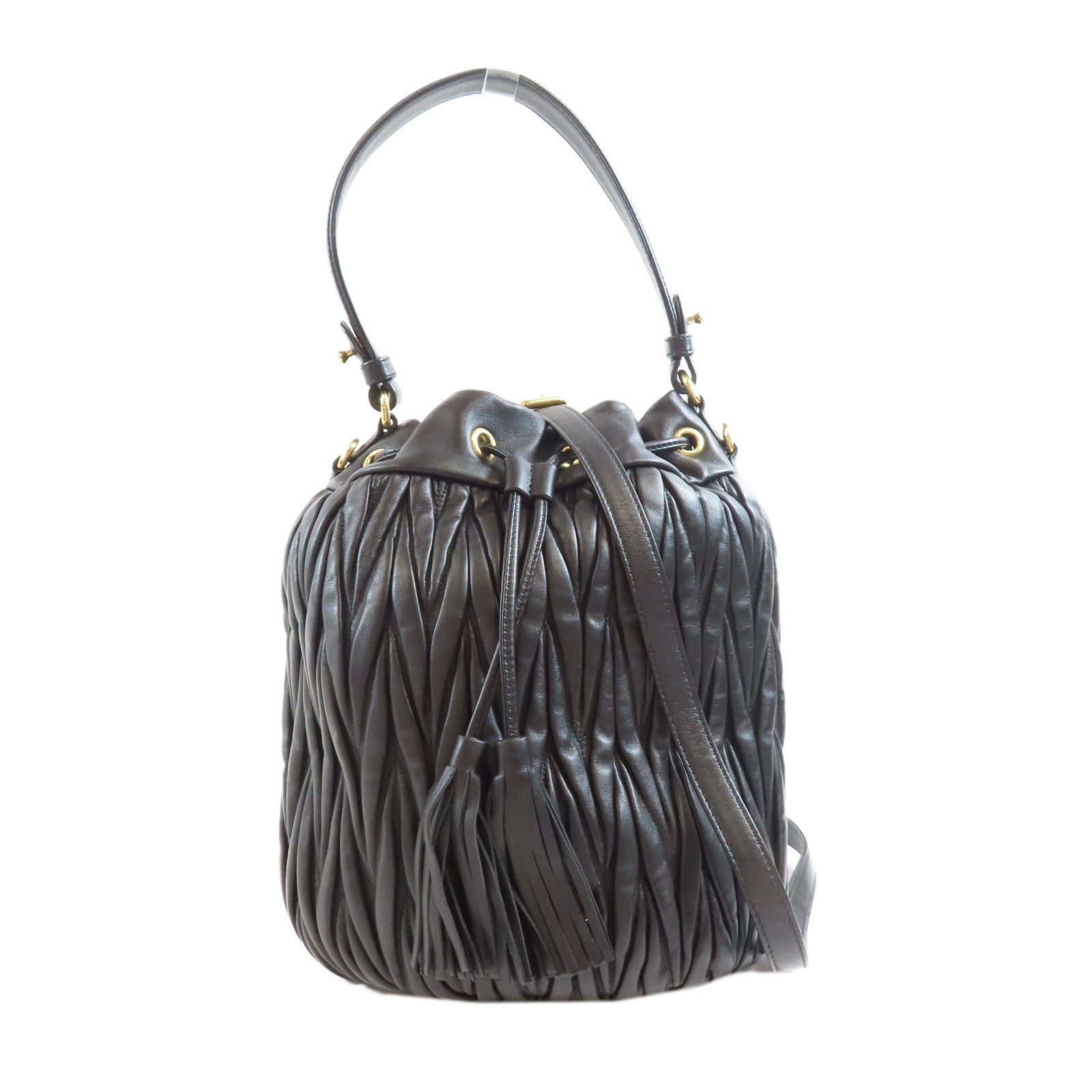 Miu Miu 羊皮皮革Shoulder Bag金扣手挽肩背兩用袋黑色