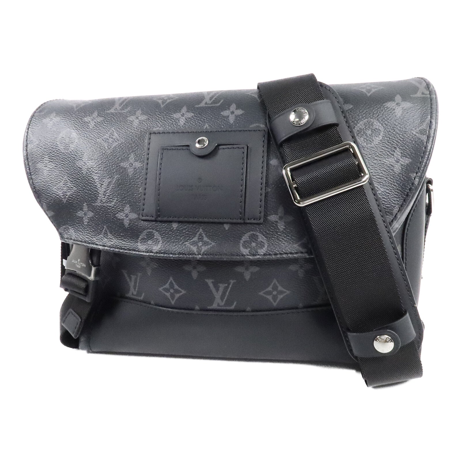 LOUIS VUITTON Monogram Eclipse Messenger PM Voyager銀扣肩背袋