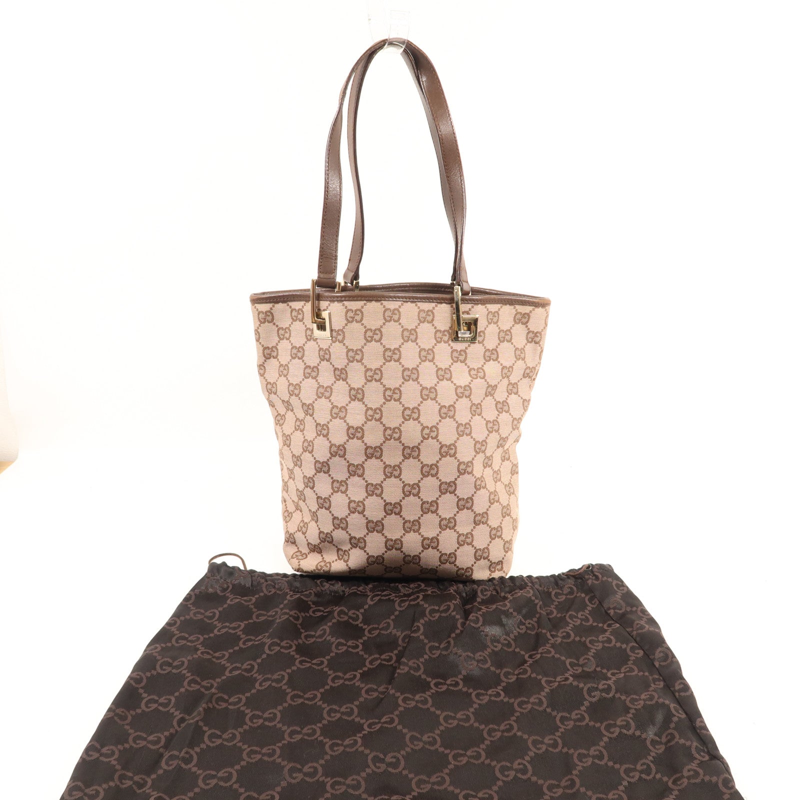 GUCCI 帆布Tote Bag金扣手挽袋