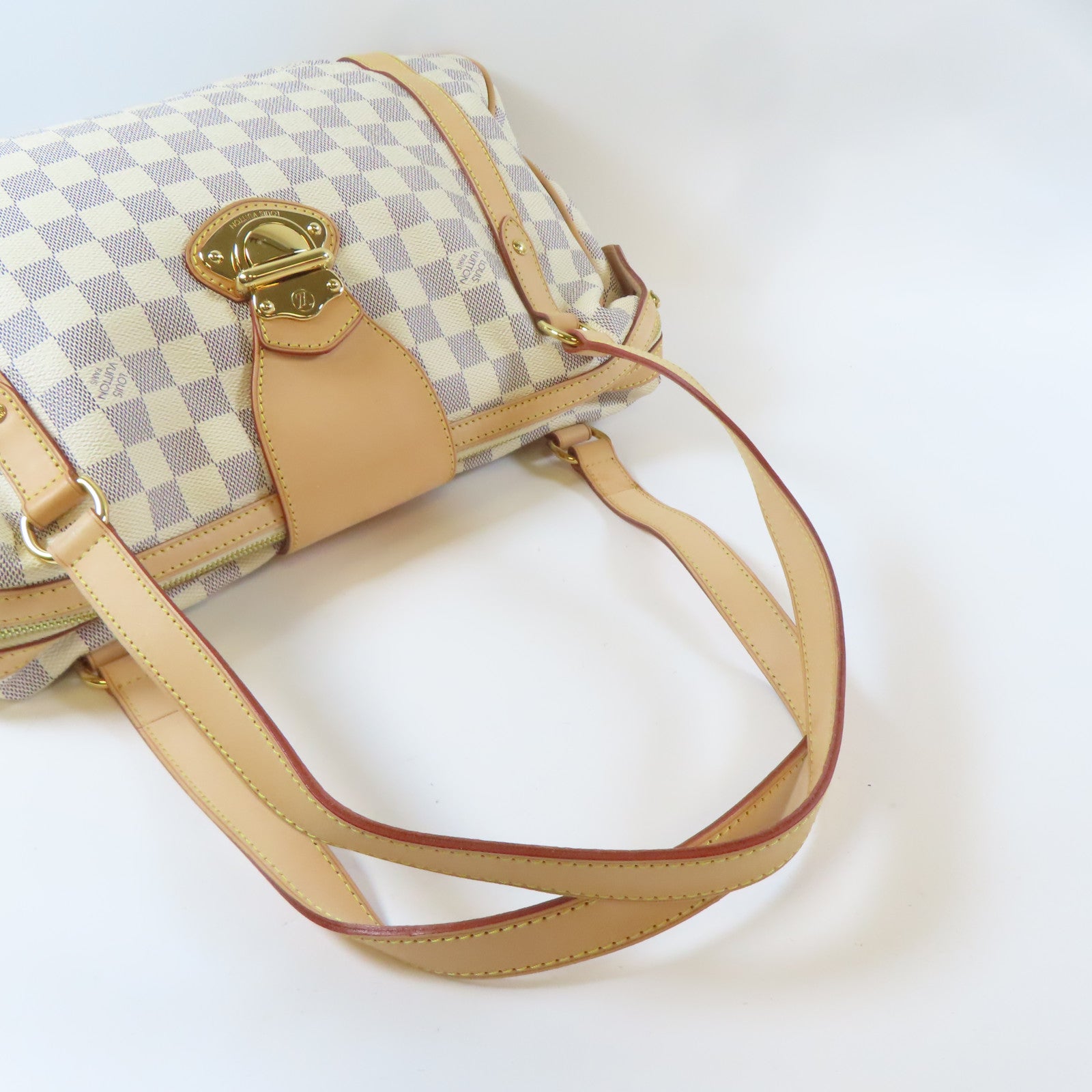LOUIS VUITTON Damier Azur Stresa PM Shoulder Bag金扣肩背袋白色