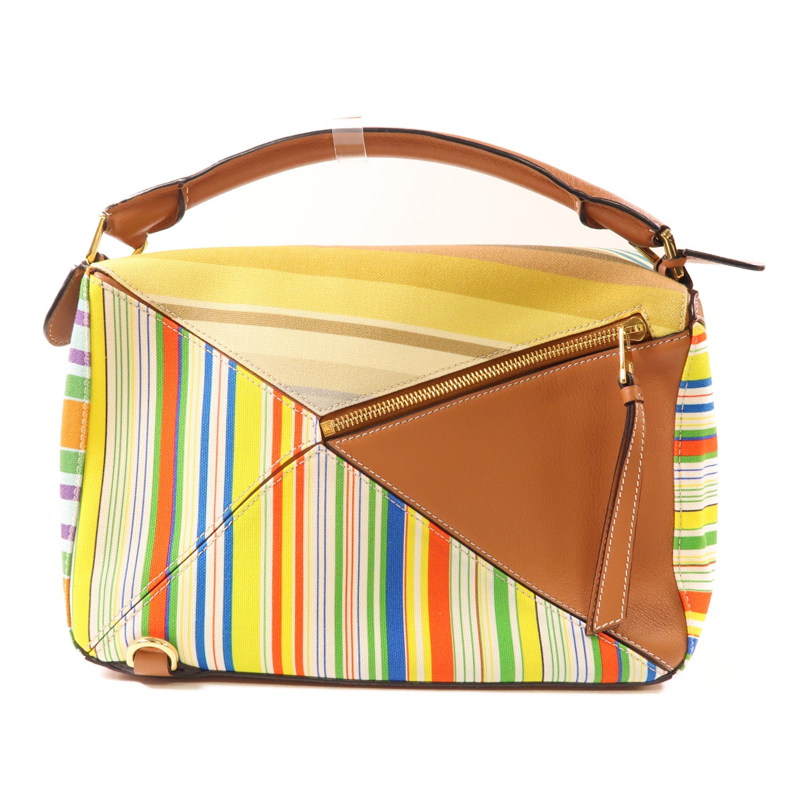 LOEWE 帆布/皮革Puzzle金扣手挽肩背兩用袋