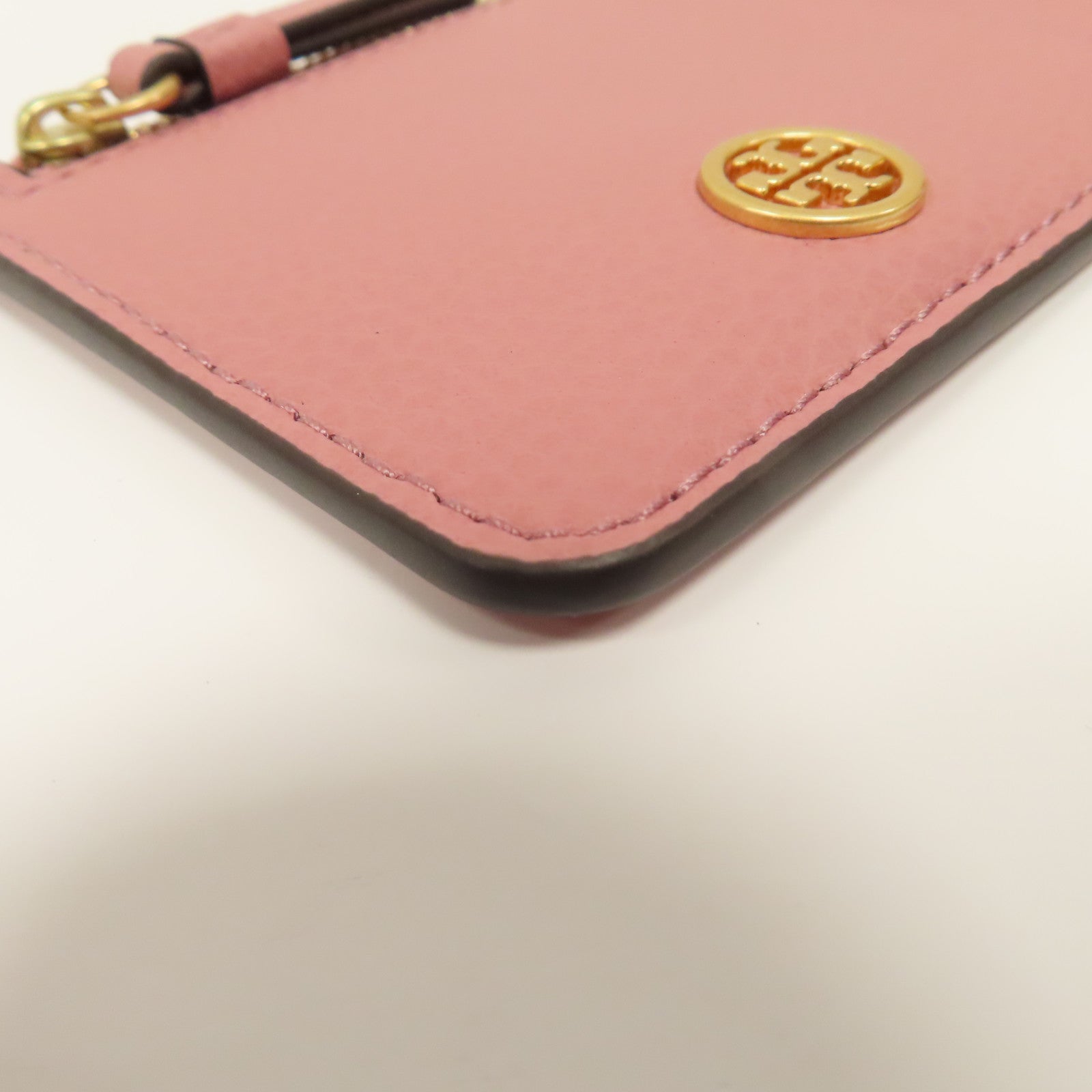 Tory Burch 牛皮皮革Card Case金扣卡片套粉紅色