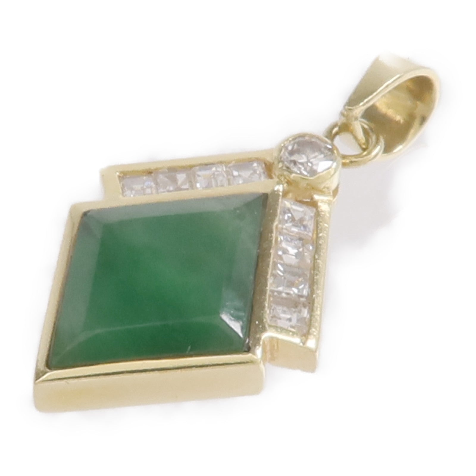 JEWELRY 14K黃金Jade Diamond Pendant Top翡翠/鑽石吊墜
