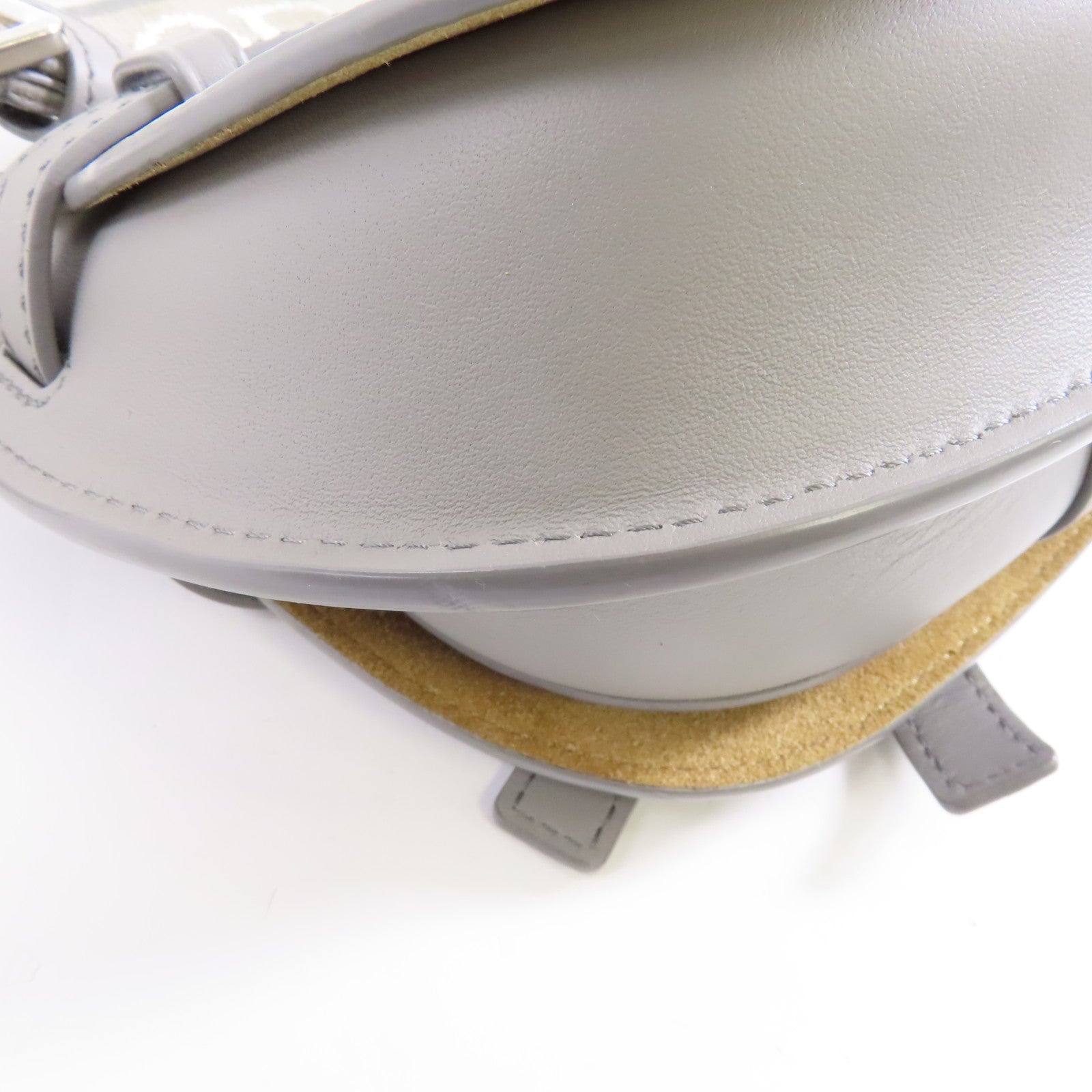 LOEWE 牛皮皮革Mini Gate銀扣肩背袋灰色