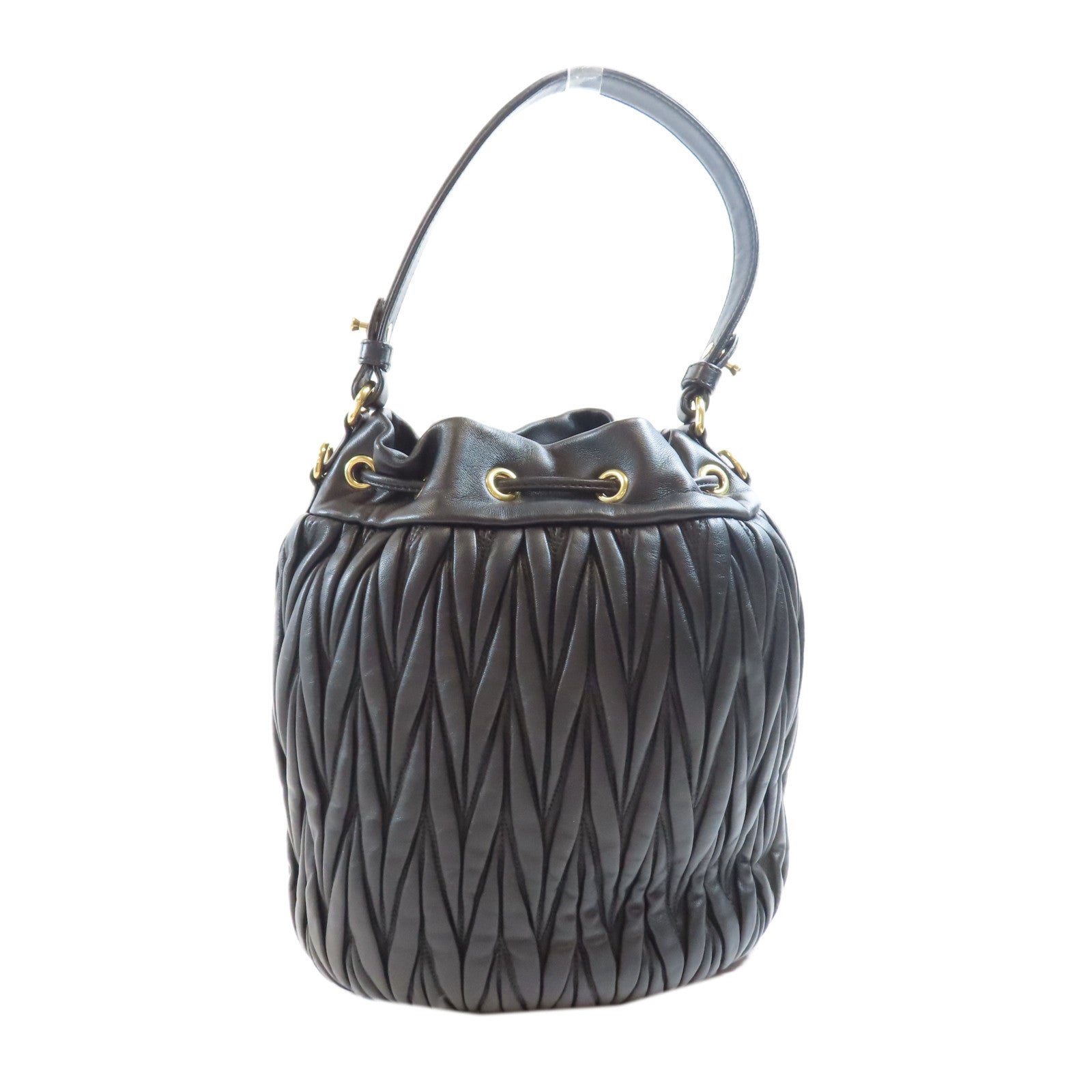 Miu Miu 羊皮皮革Shoulder Bag金扣手挽肩背兩用袋黑色