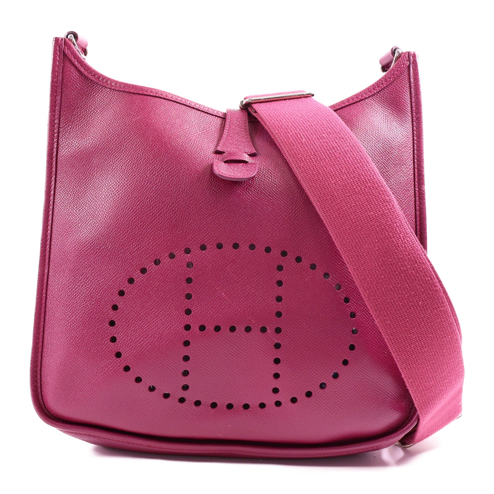 HERMES Epsom皮革Evelyne PM銀扣肩背袋Anemone海葵紫色