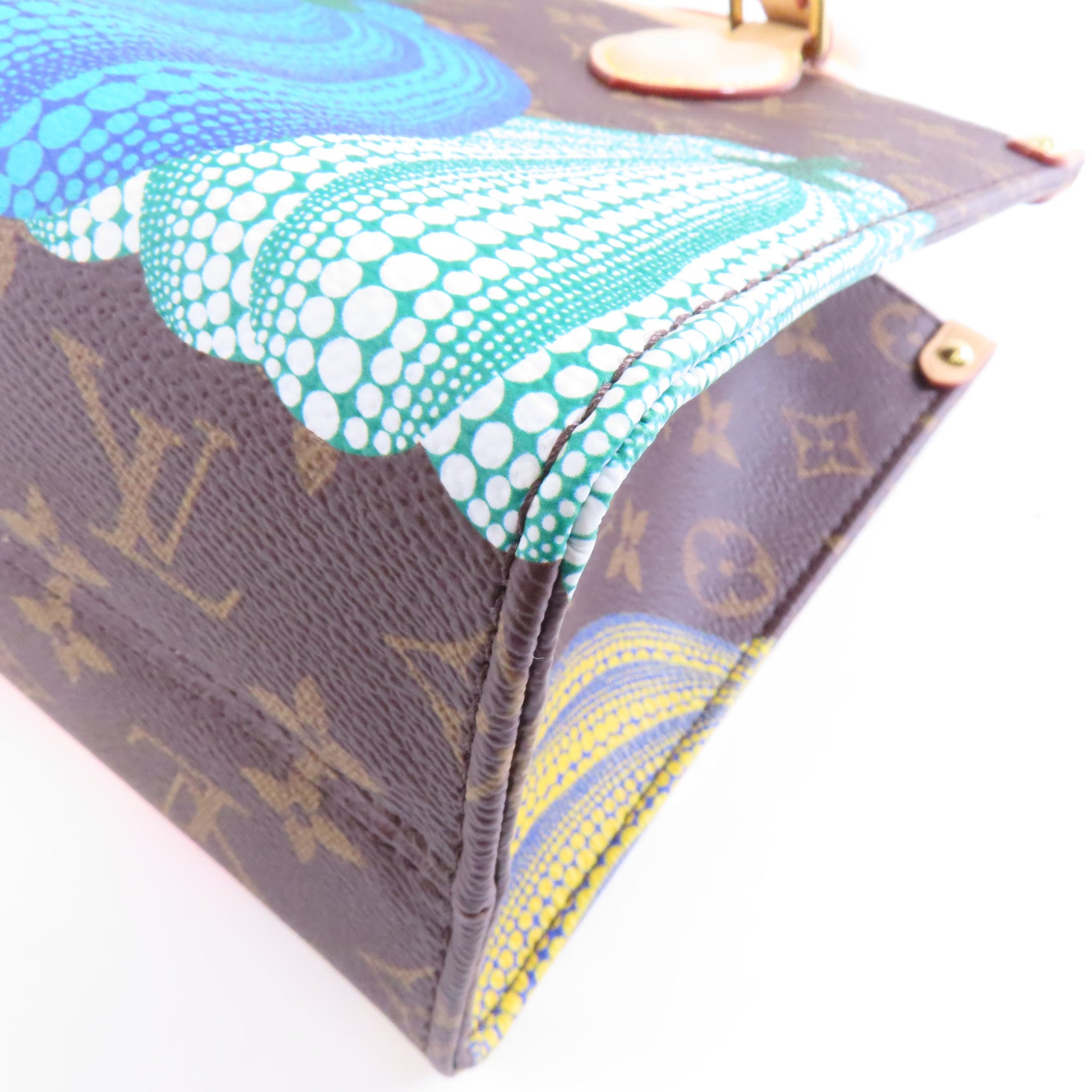 LOUIS VUITTON Monogram LV X YK OnTheGo PM金扣手挽肩背兩用袋啡色/橙色/藍色