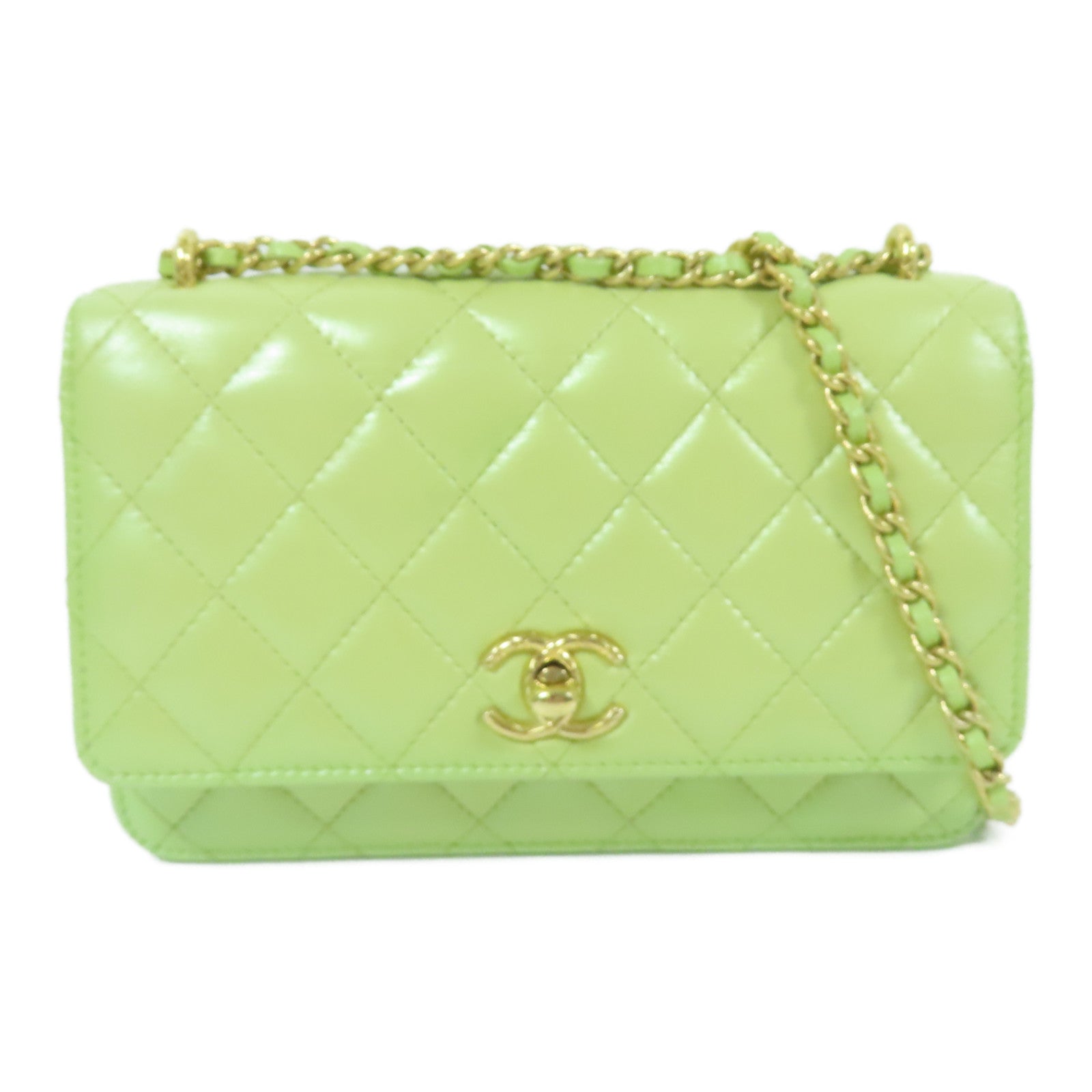 CHANEL 牛皮皮革WOC Wallet On Chain金扣鏈帶肩背袋