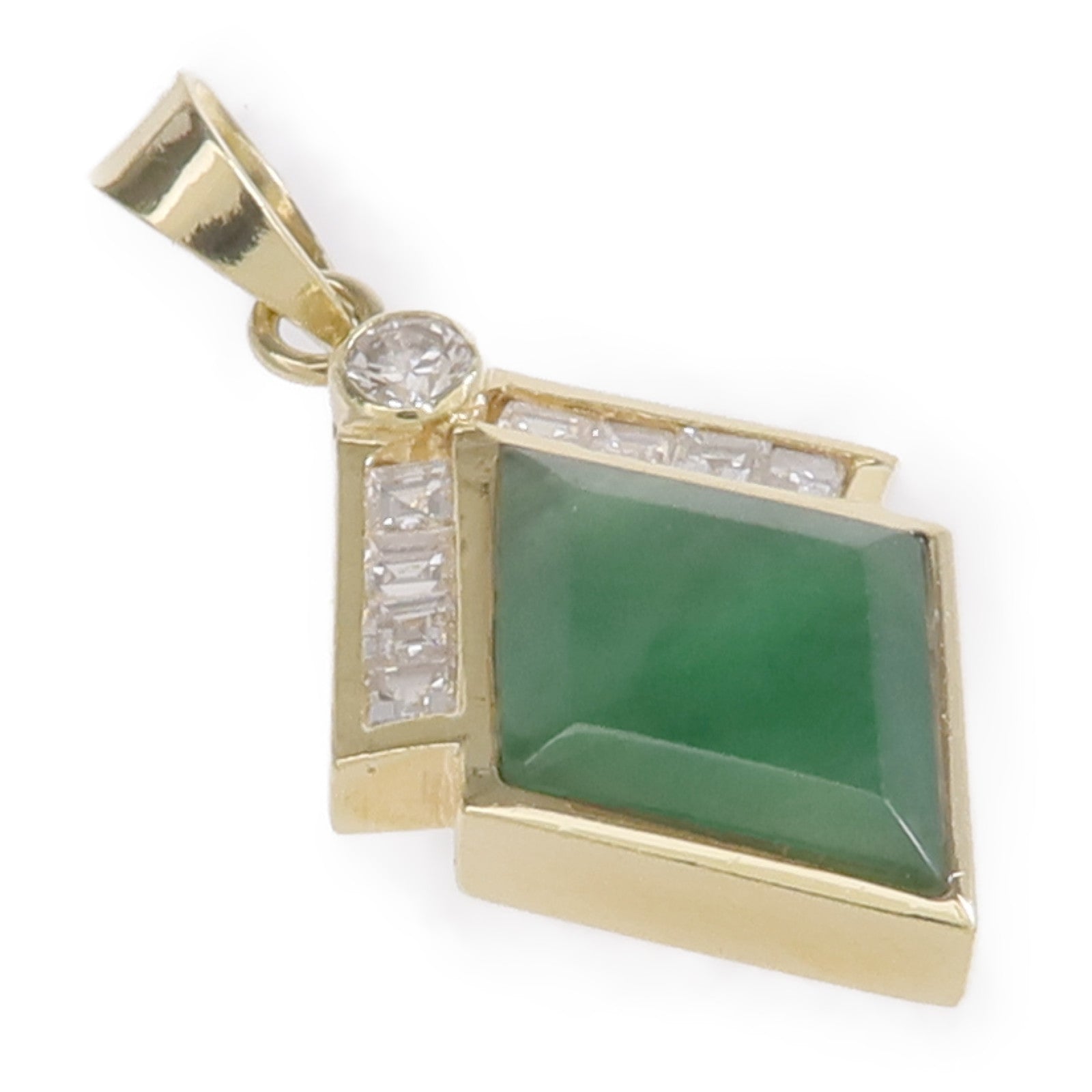 JEWELRY 14K黃金Jade Diamond Pendant Top翡翠/鑽石吊墜