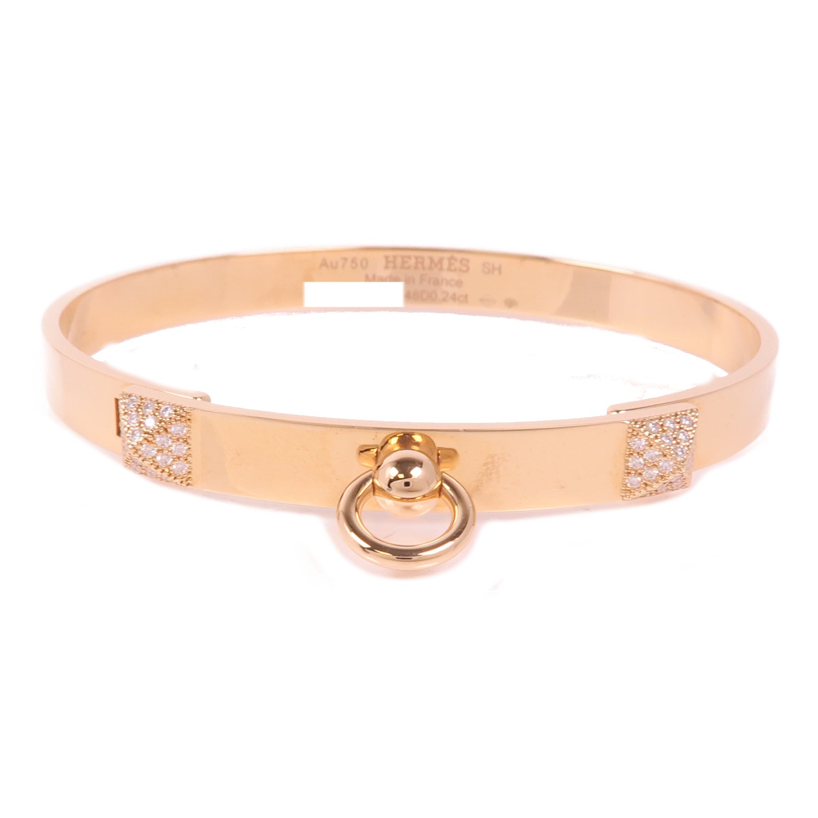 HERMES 18K玫瑰金Collier De Chien Diamond Bracelet鑽石手鐲