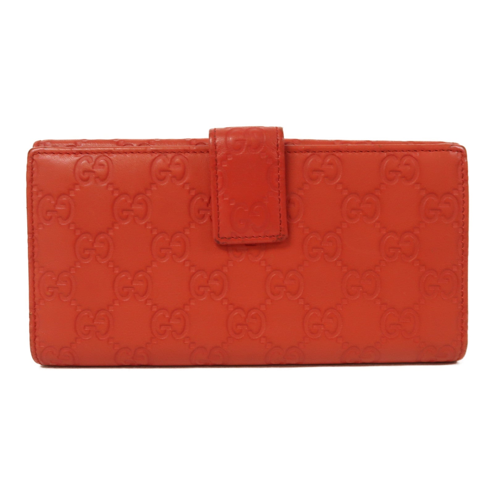 GUCCI 牛皮皮革Long Wallet銀扣長錢包紅色