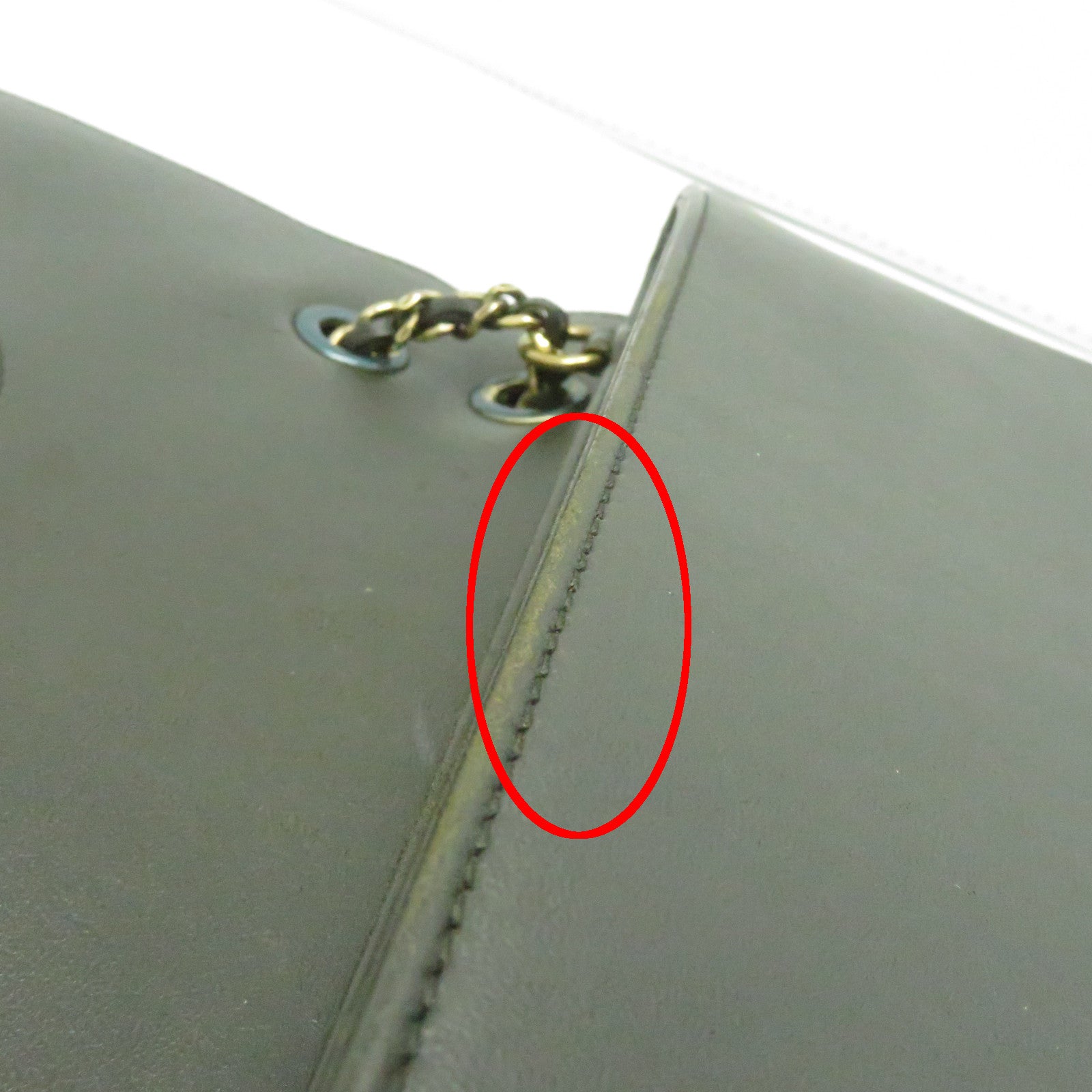 CHANEL 【清倉大減價】牛皮皮革Chain Shoulder金扣鏈帶肩背袋灰色