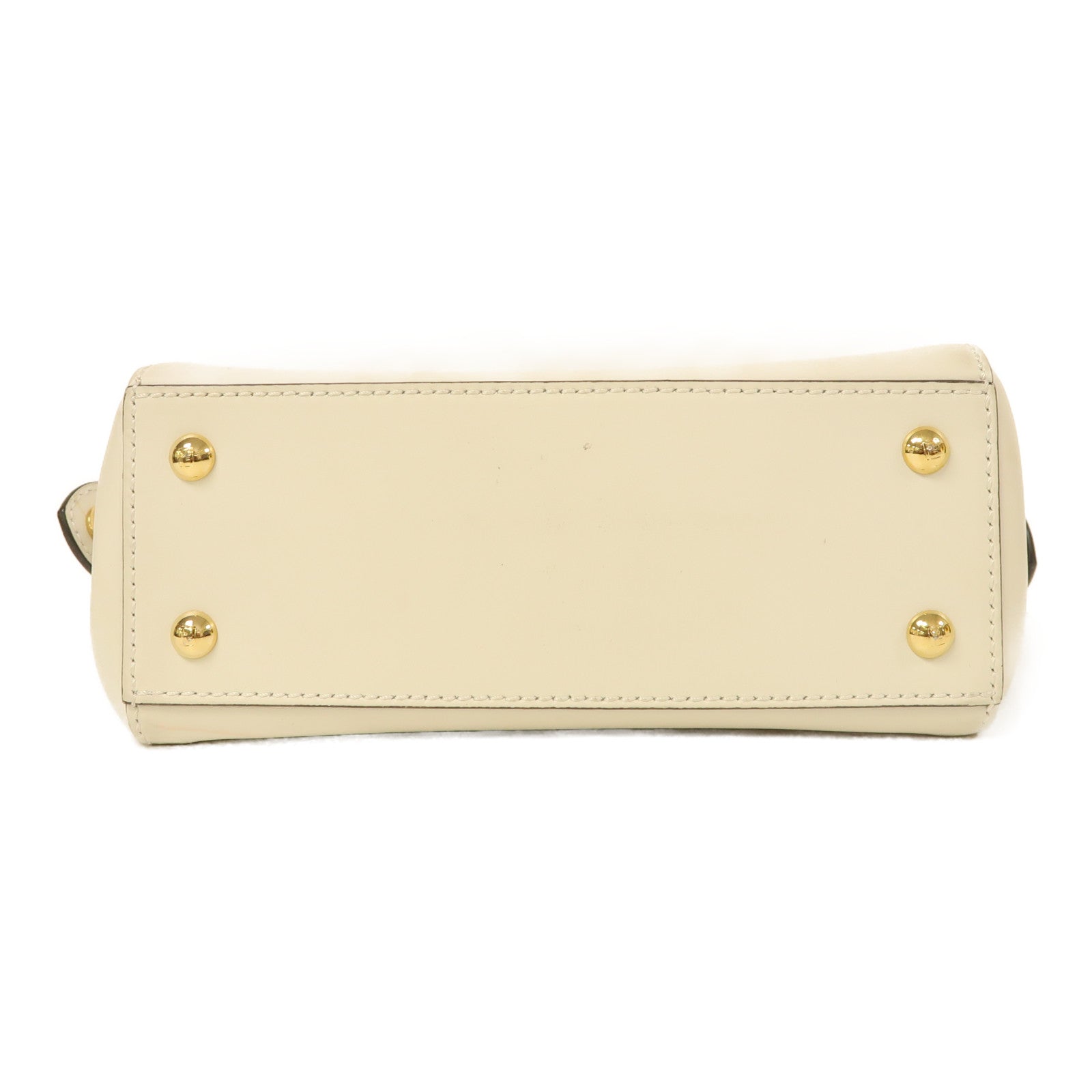 FENDI 牛皮皮革Dotcom金扣鏈帶肩背袋白色