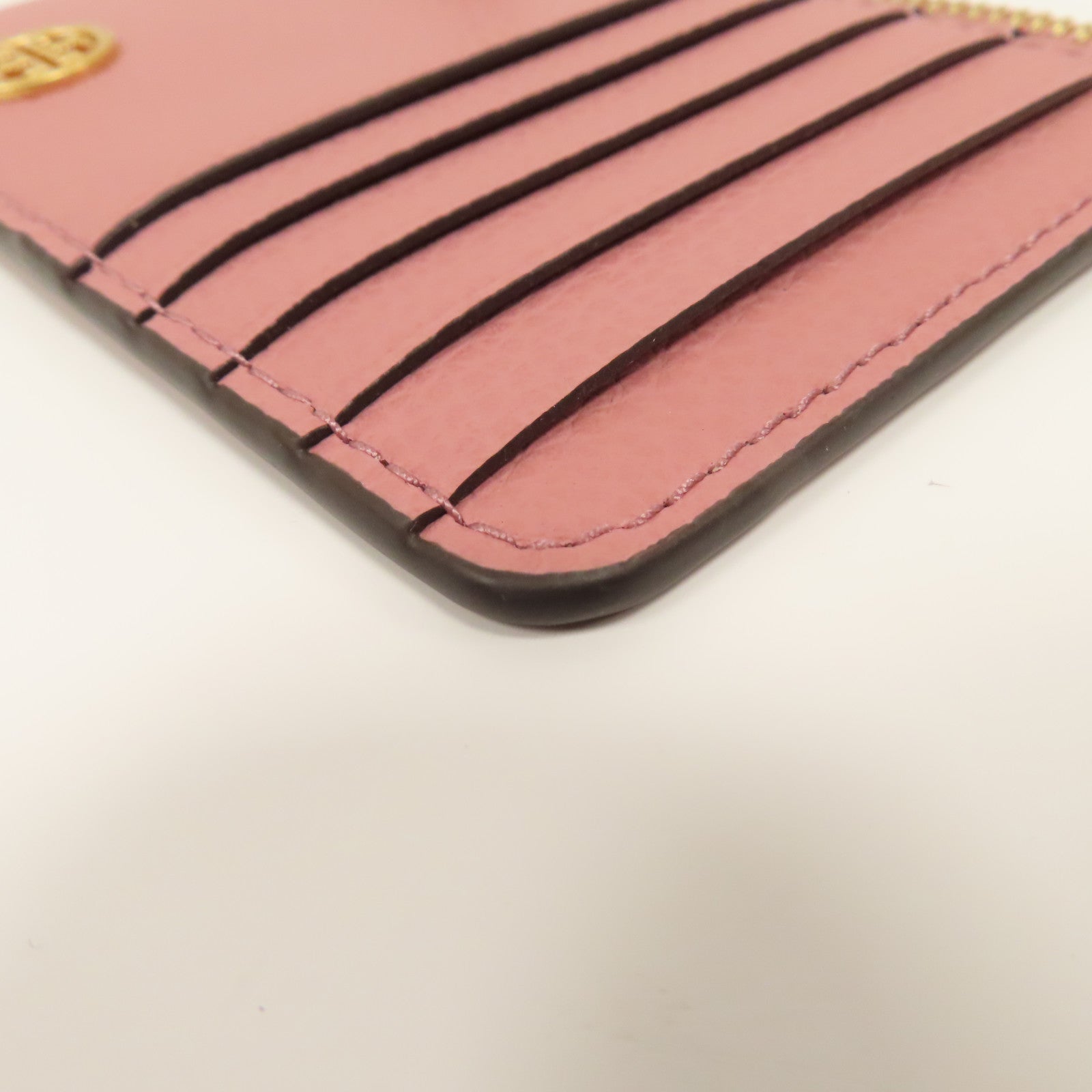 Tory Burch 牛皮皮革Card Case金扣卡片套粉紅色