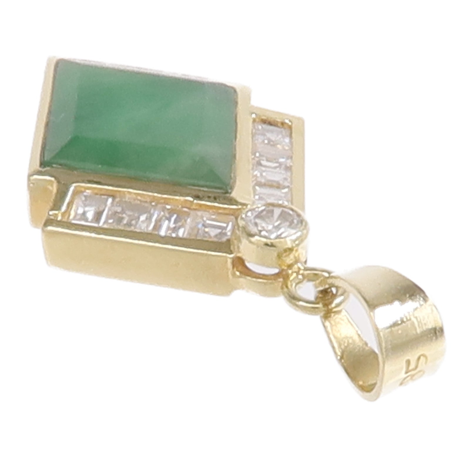 JEWELRY 14K黃金Jade Diamond Pendant Top翡翠/鑽石吊墜