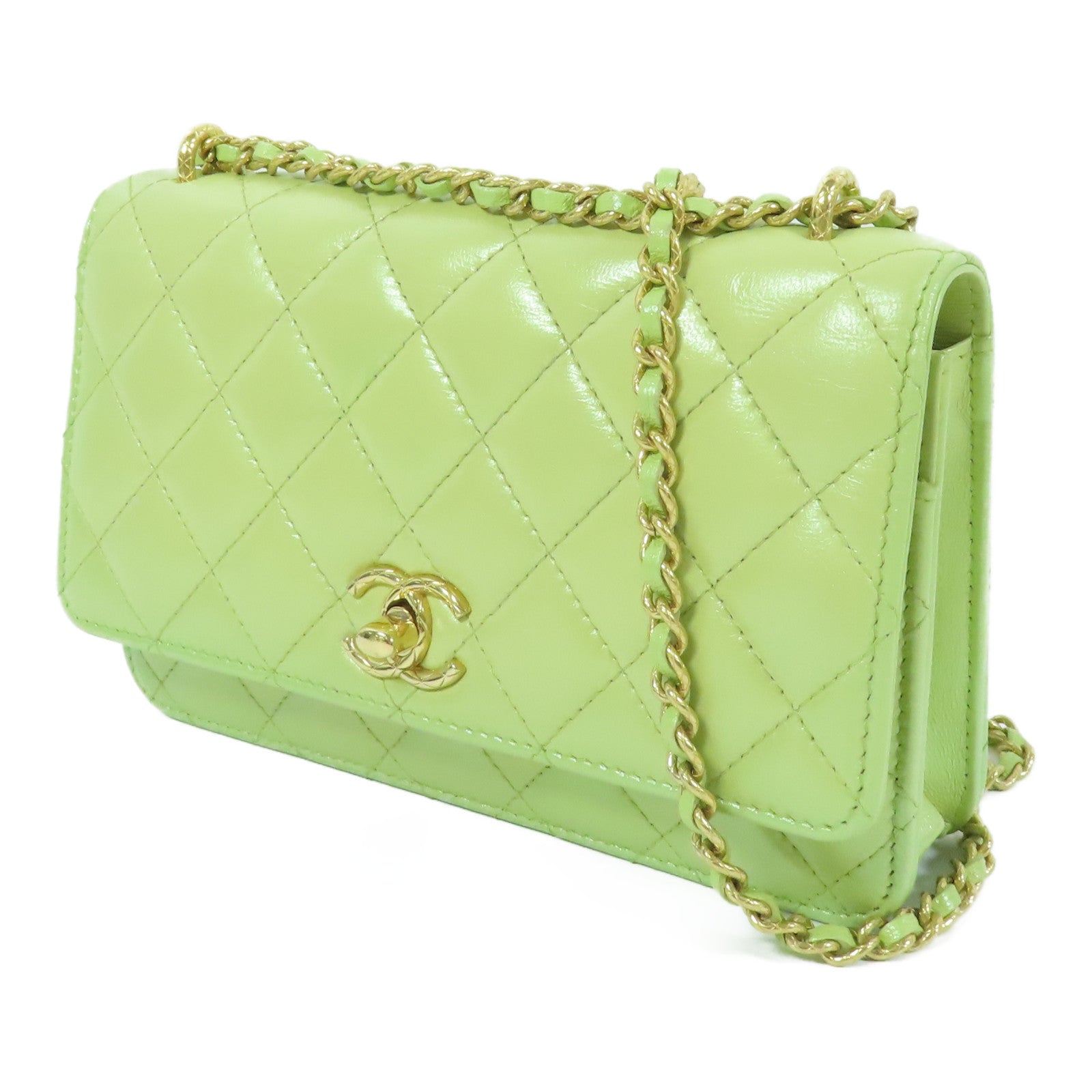 CHANEL 牛皮皮革WOC Wallet On Chain金扣鏈帶肩背袋