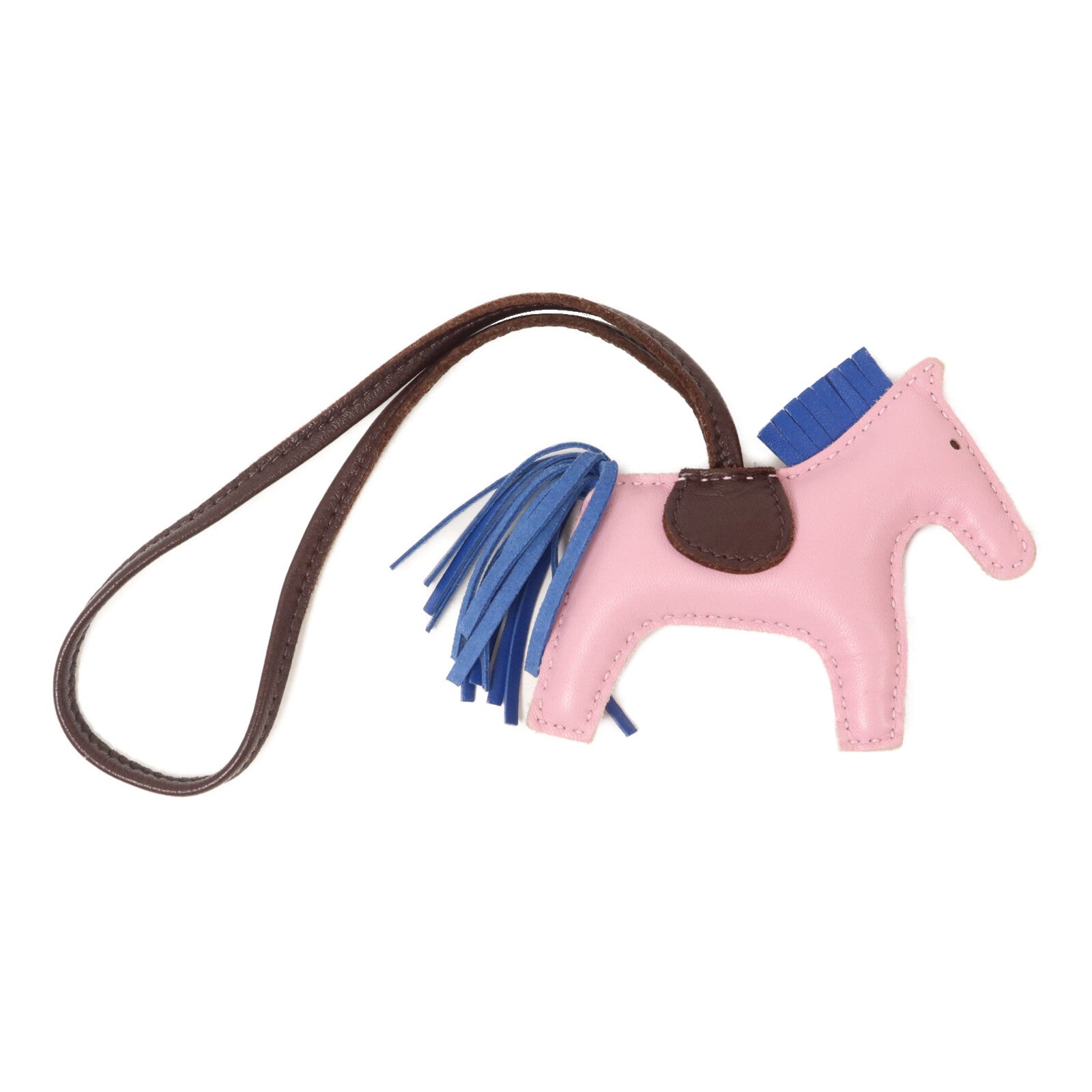HERMES Milo皮革Rodeo PM掛飾Mauve Sylvestre/Rouge Sellier/Bleu France