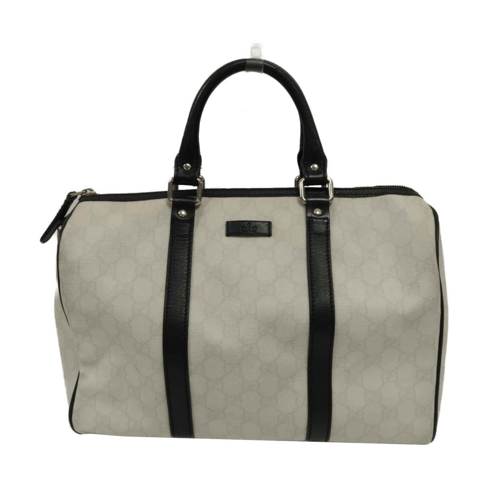 GUCCI 【激減優惠】塗層帆布Boston Bag金扣手挽袋白色