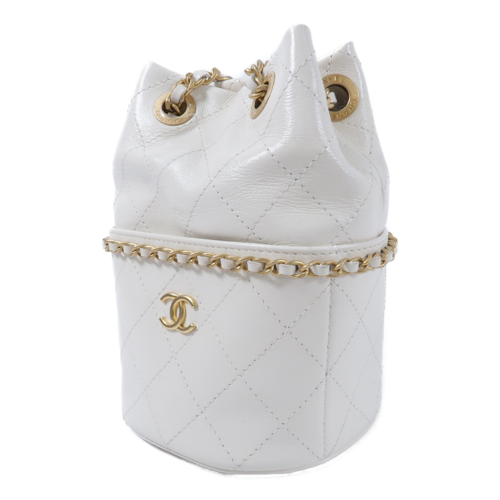 CHANEL 羊皮皮革Mini Bucket Bag鏈帶肩背袋