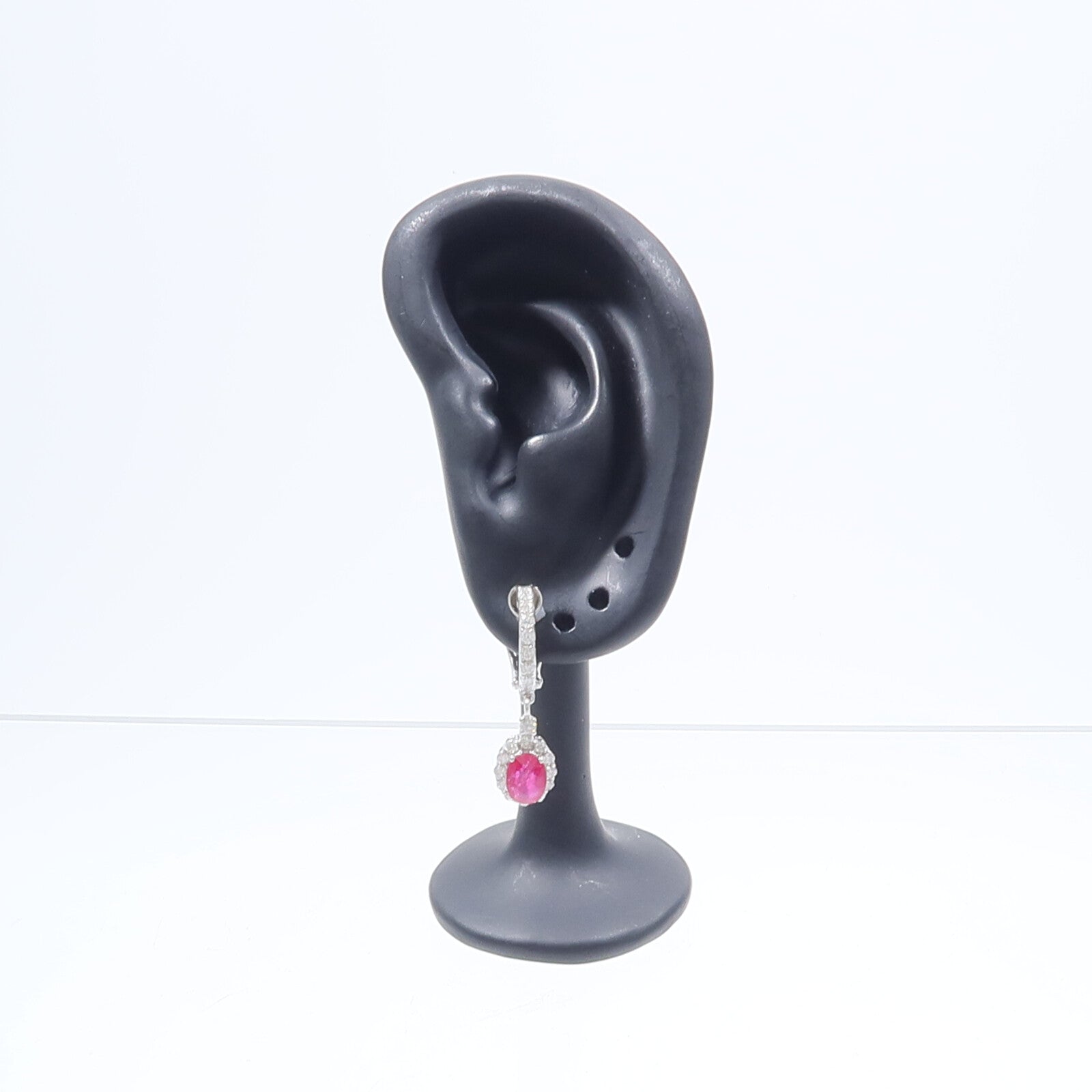 JEWELRY 18K白金Ruby Diamond Earrings紅寶石/鑽石耳環