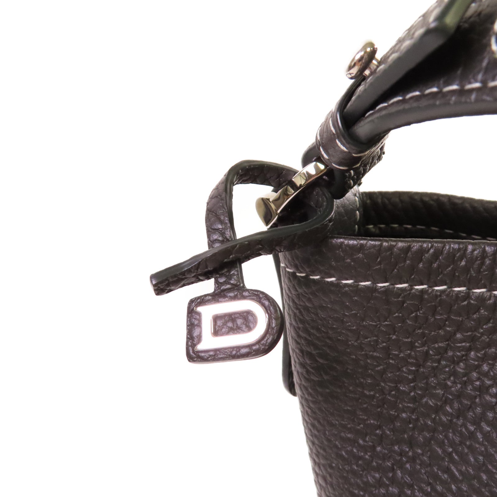 Delvaux 牛皮皮革Handbag銀扣手挽袋黑色