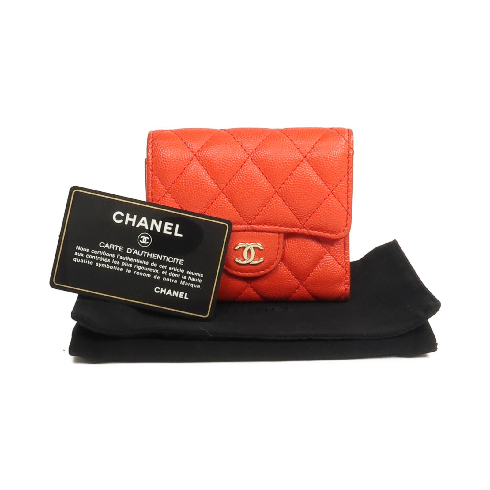 CHANEL 牛皮皮革Wallet金扣錢包