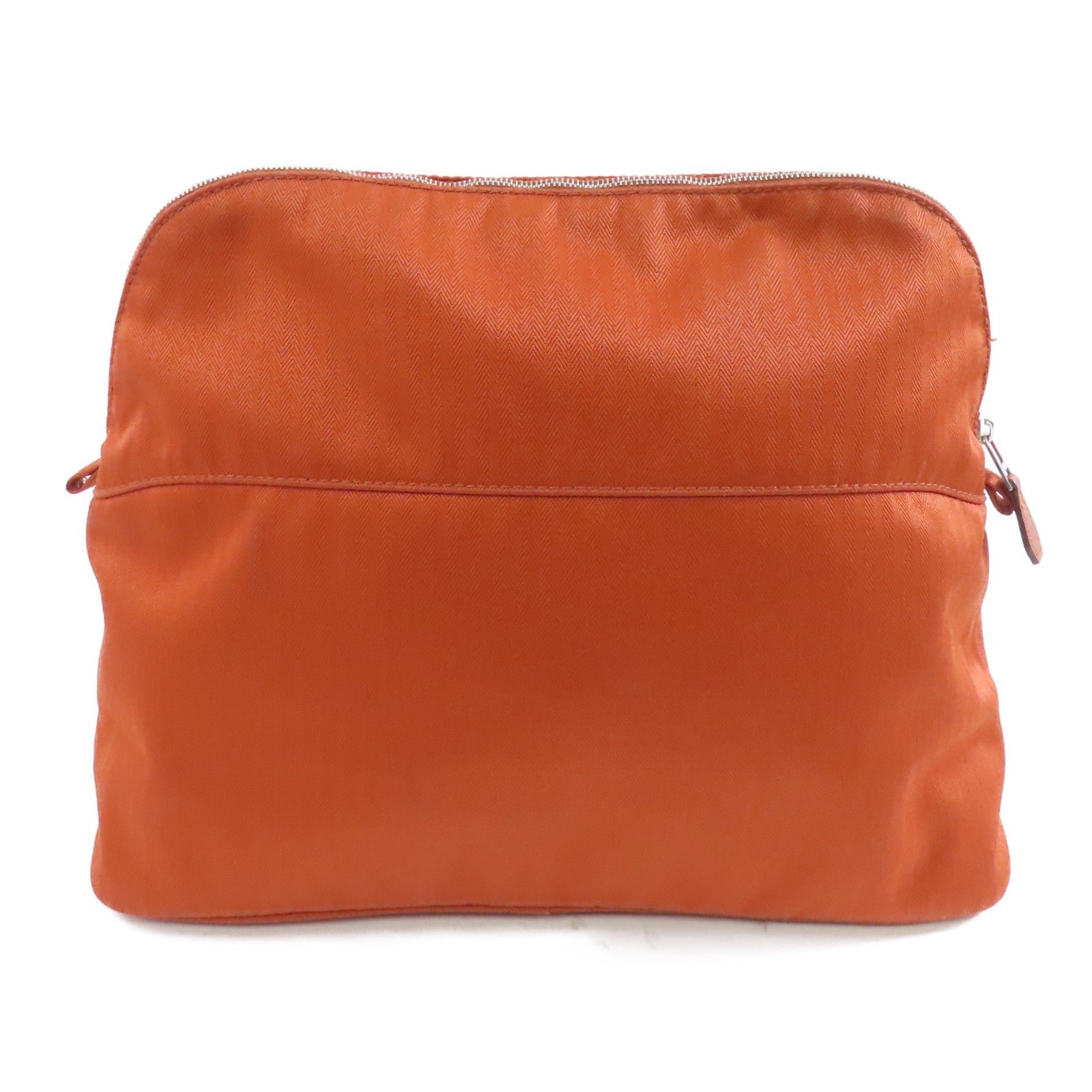 HERMES 帆布Bolide Pouch GM銀扣手拿包棕色