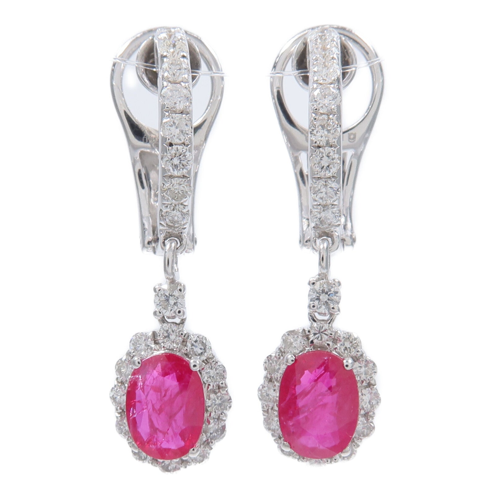 JEWELRY 18K白金Ruby Diamond Earrings紅寶石/鑽石耳環