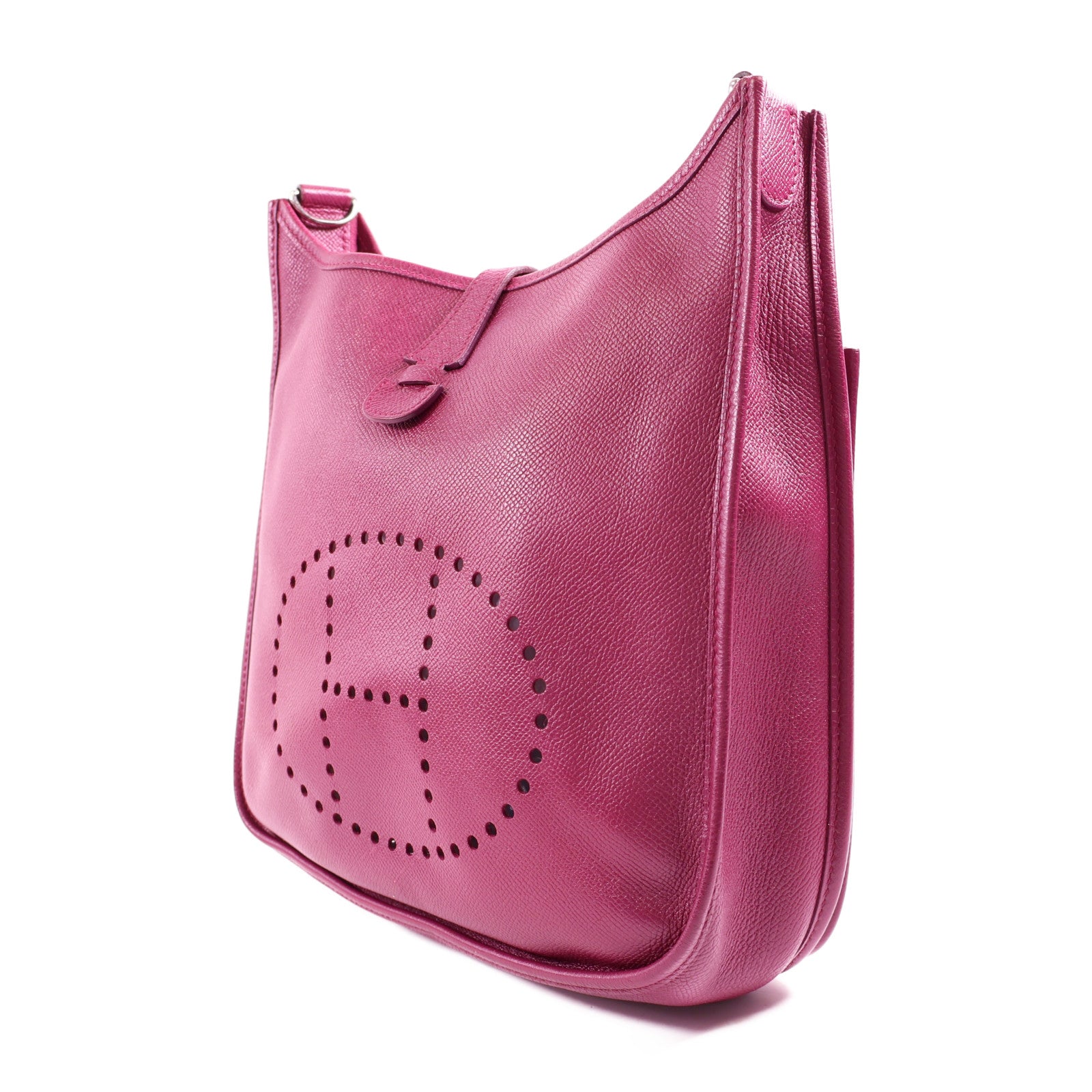 HERMES Epsom皮革Evelyne PM銀扣肩背袋Anemone海葵紫色