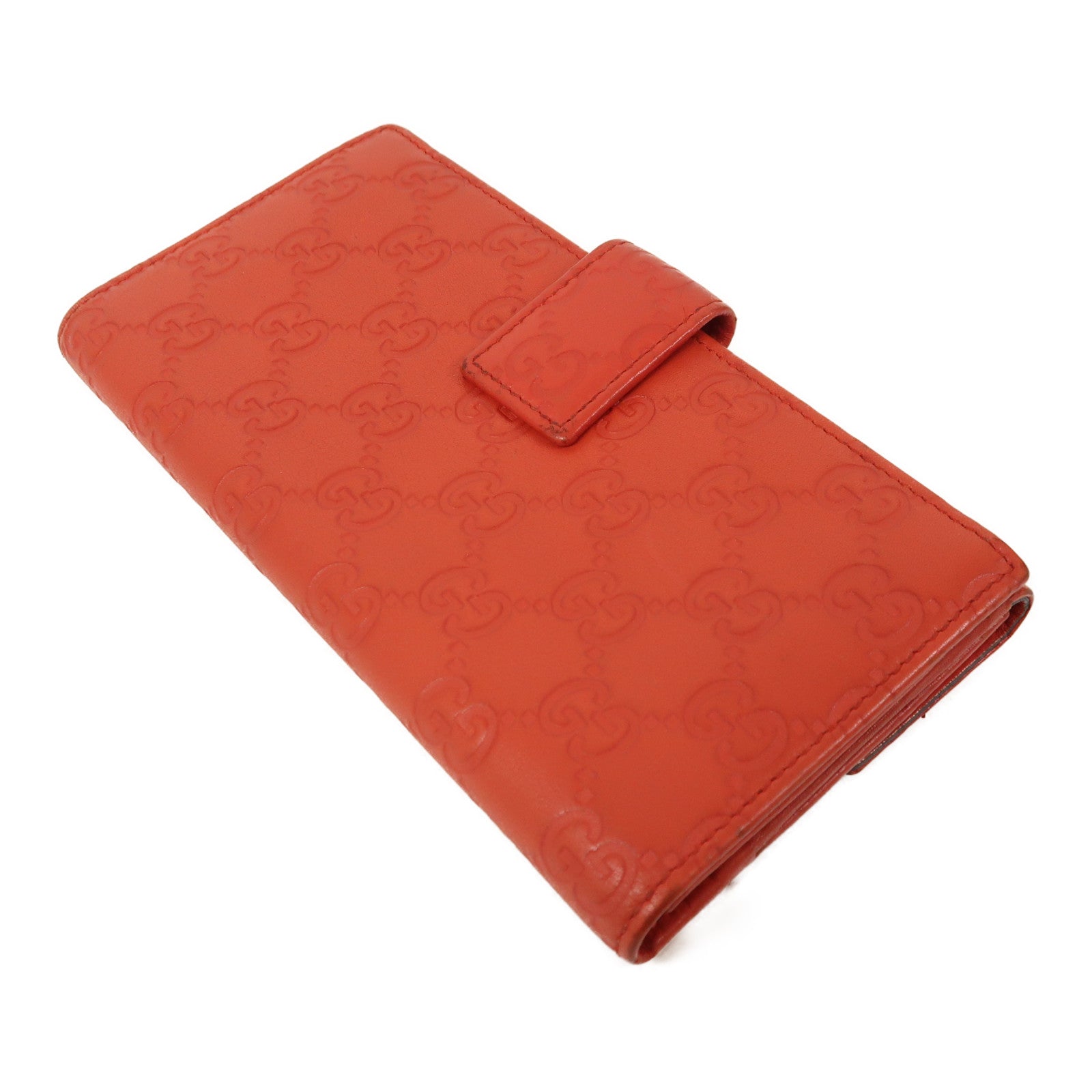 GUCCI 牛皮皮革Long Wallet銀扣長錢包紅色