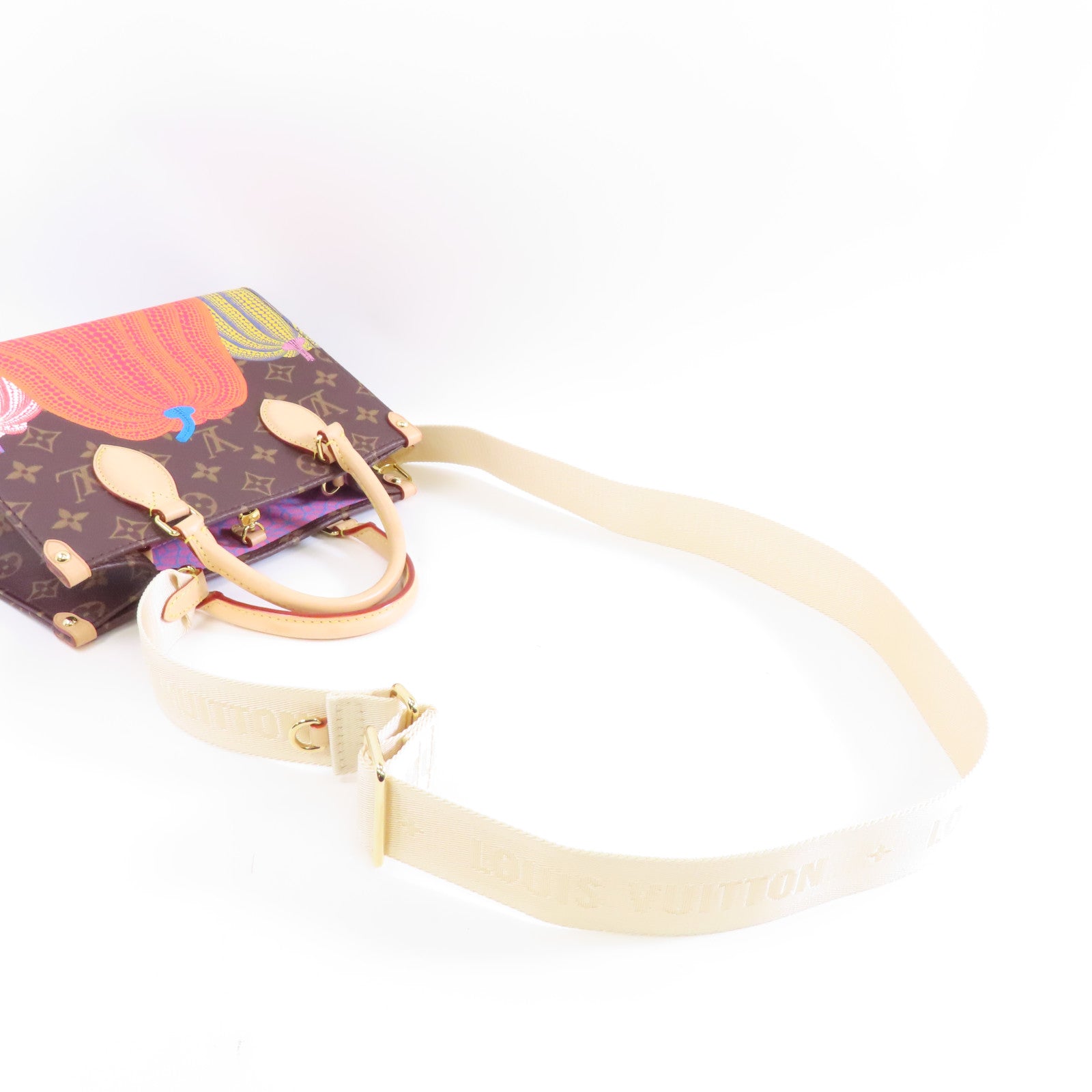 LOUIS VUITTON Monogram LV X YK OnTheGo PM金扣手挽肩背兩用袋啡色/橙色/藍色