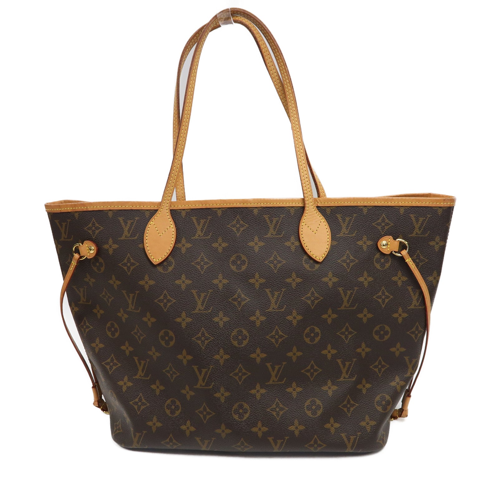 LOUIS VUITTON Monogram Neverfull MM金扣手挽袋啡色