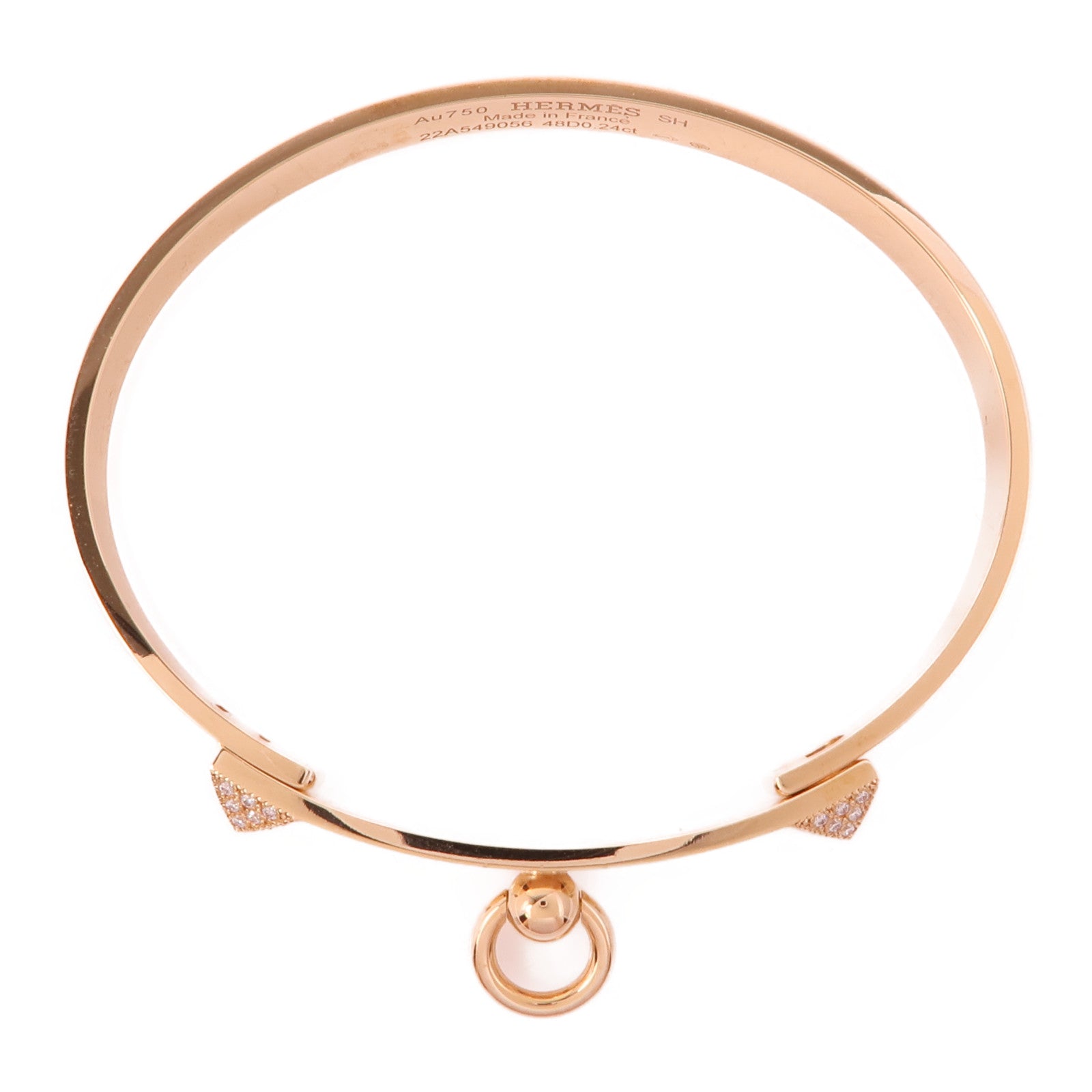 HERMES 18K玫瑰金Collier De Chien Diamond Bracelet鑽石手鐲