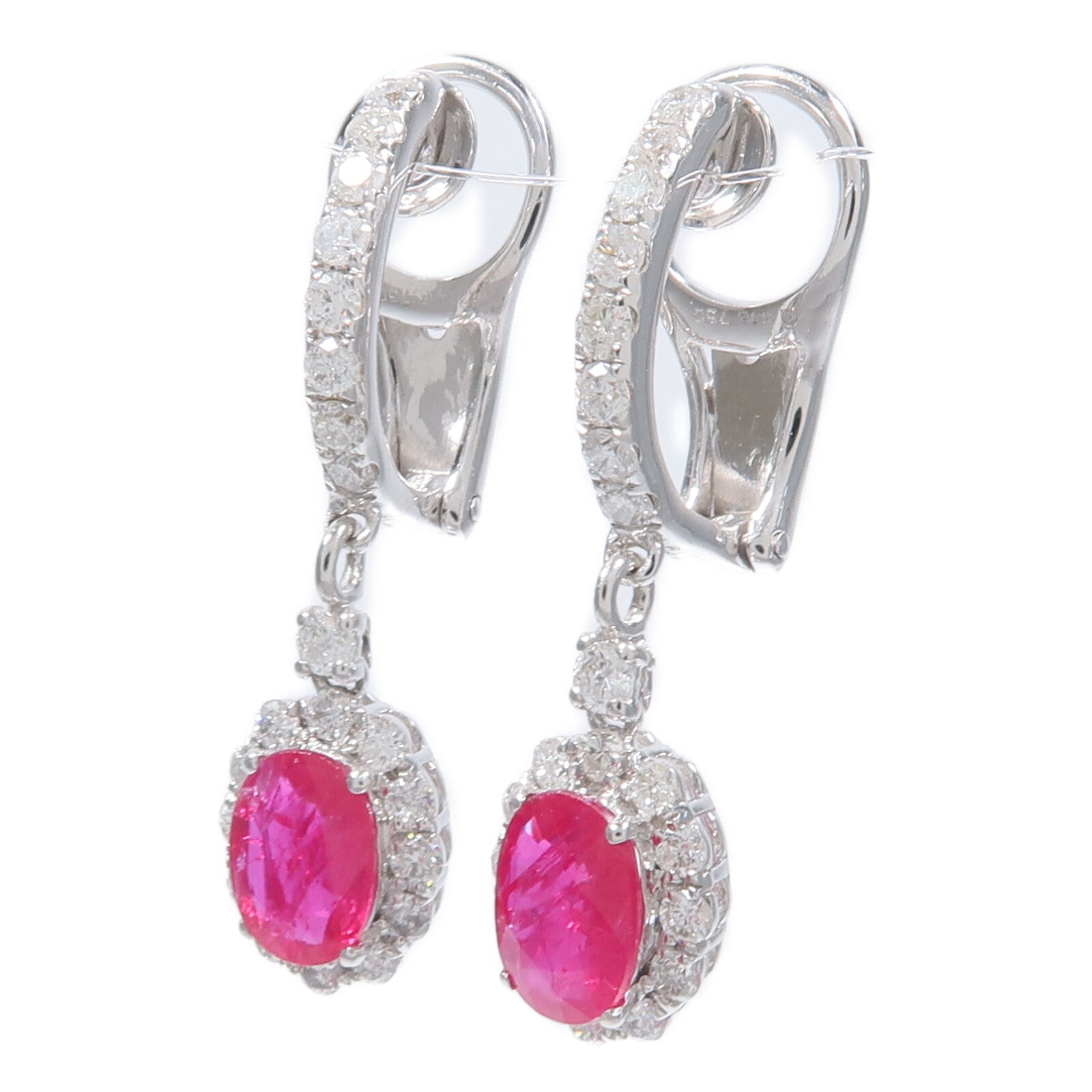 JEWELRY 18K白金Ruby Diamond Earrings紅寶石/鑽石耳環