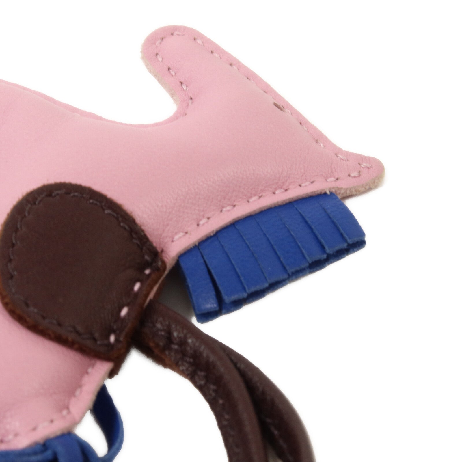 HERMES Milo皮革Rodeo PM掛飾Mauve Sylvestre/Rouge Sellier/Bleu France
