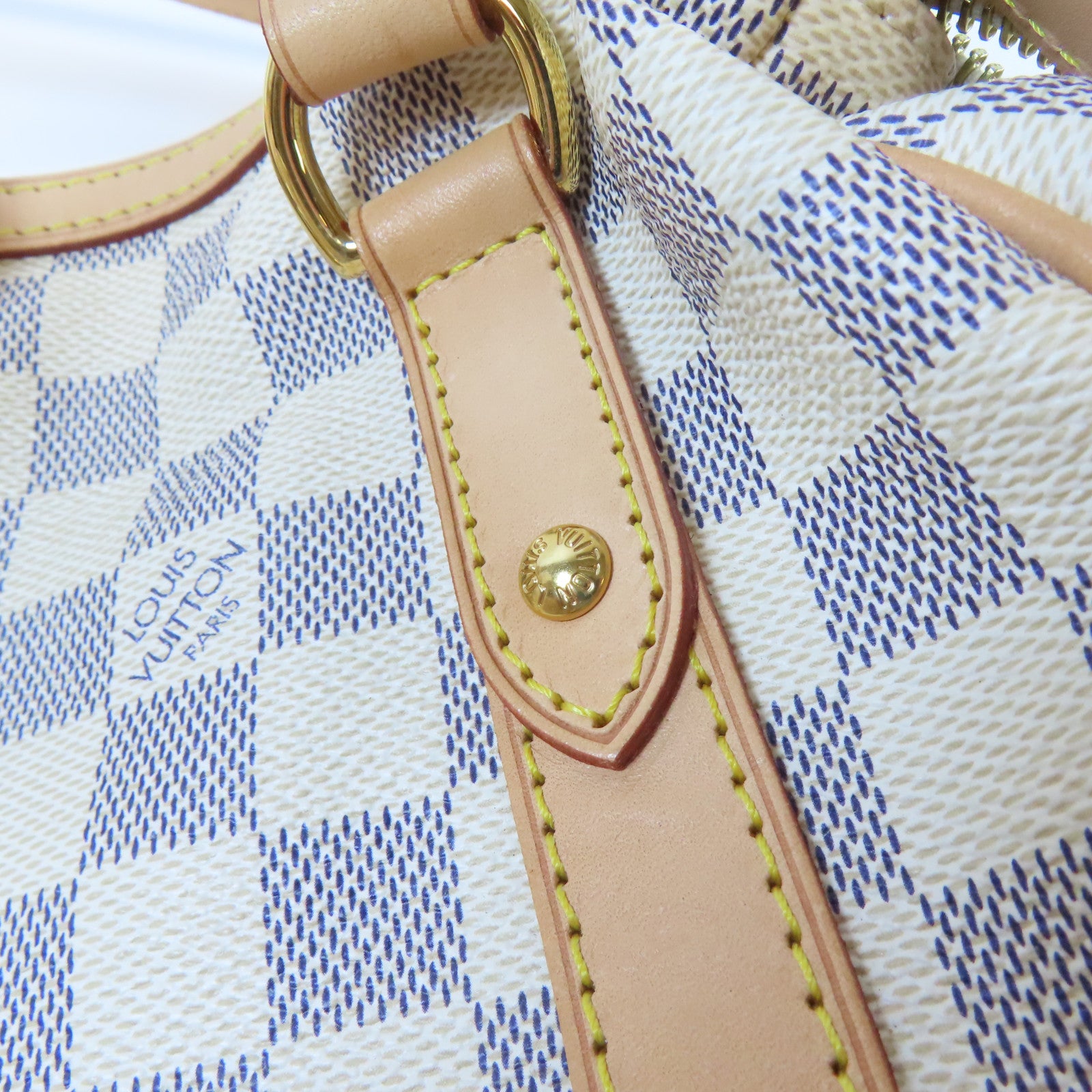 LOUIS VUITTON Damier Azur Stresa PM Shoulder Bag金扣肩背袋白色
